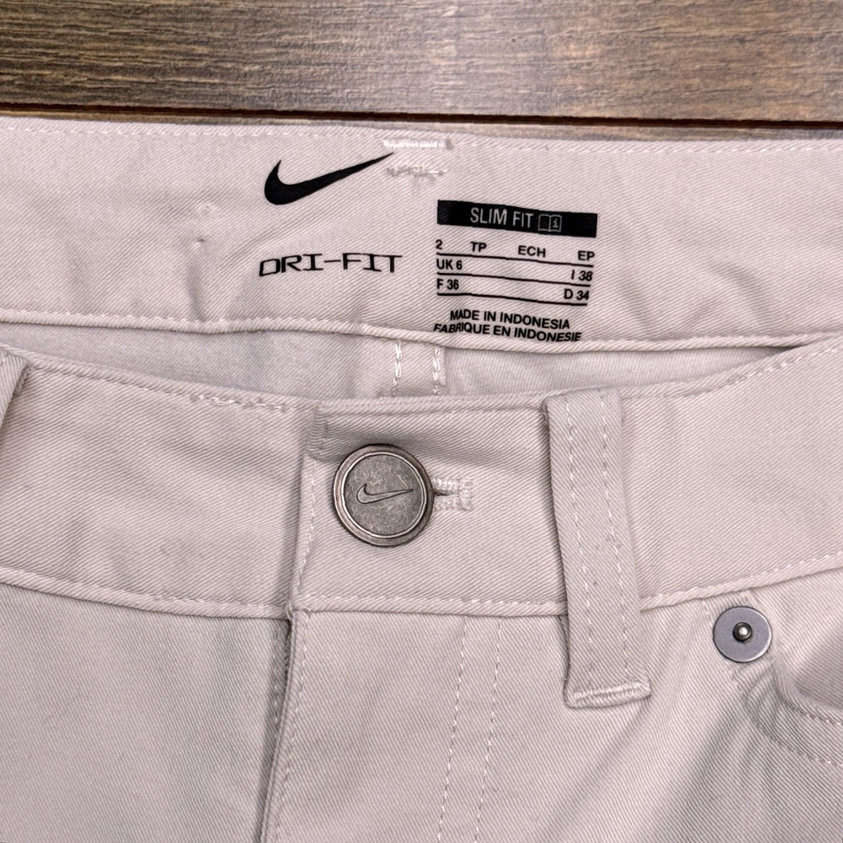 Nike Nike Dri-FIT Slim Fit Pants Womens 2 Beige Tapered Regular 26in Inseam Cotton Blend Stretch Size 26" / US 2 / IT 38 - 4 Thumbnail