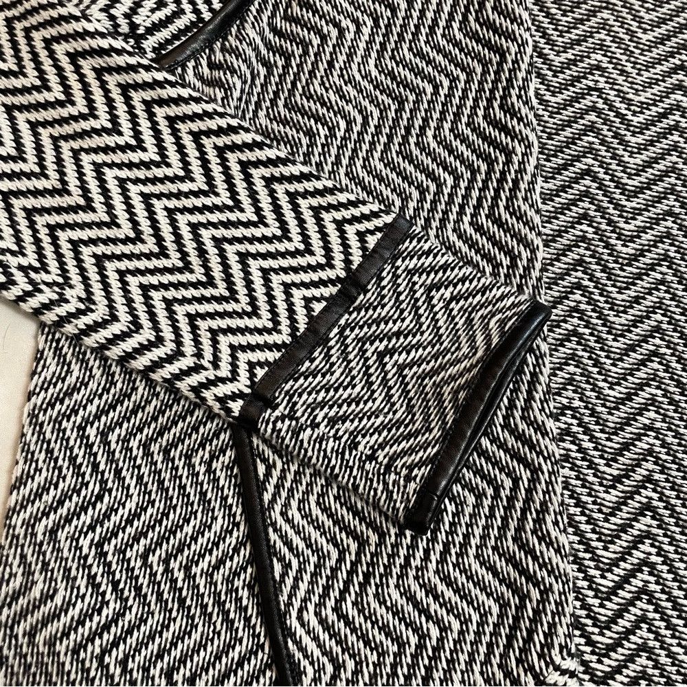 Chicos Chico's Chevron Black White Open Front Faux Leather Trim Ca Size L / US 10 / IT 46 - 8 Thumbnail