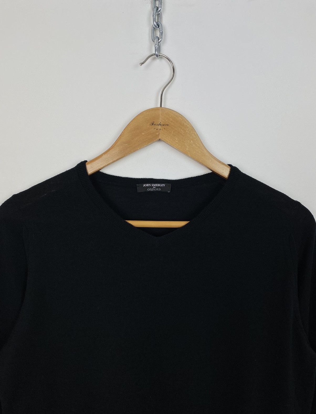 John Smedley For Oxford V-Neck Wool Sweater Pullover Jumper