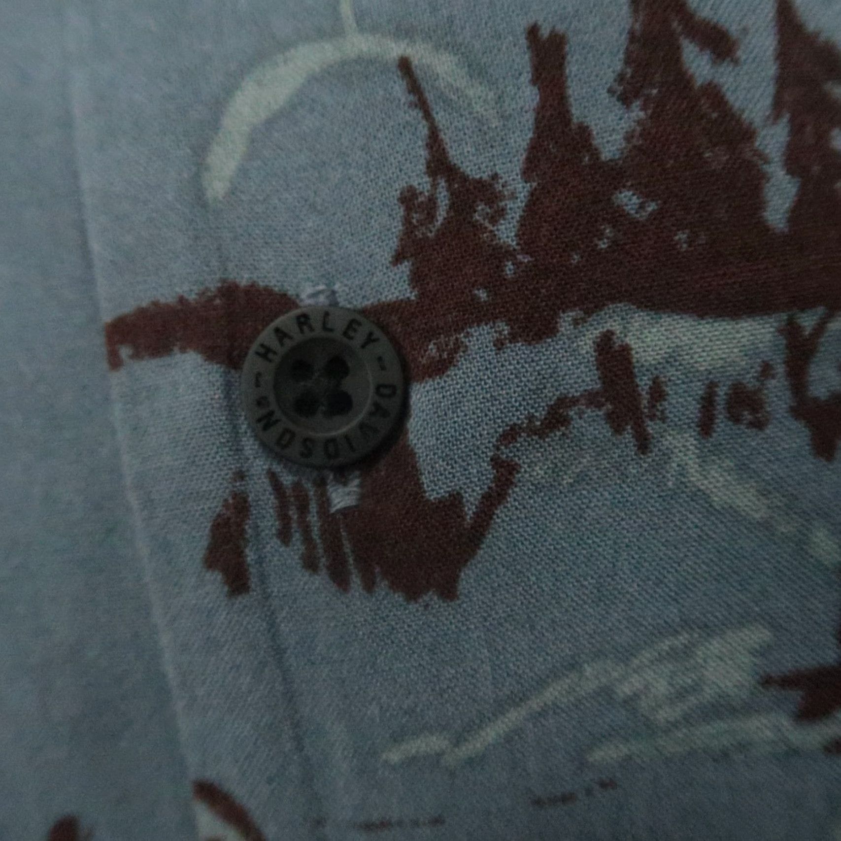 Harley Davidson VINTAGE Harley-Davidson Shirt Men XL Blue Short Sleeve Button-Up Collared 50 in Rayon 70s 80s Sturgis Motorcycle Mens Size US XL / EU 56 / 4 - 5 Thumbnail