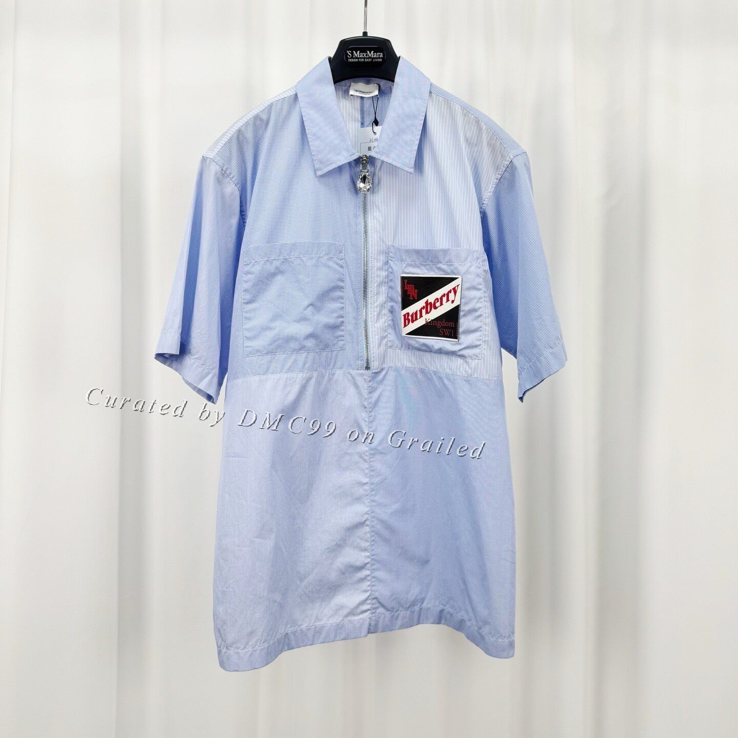 Burberry Burberry Half-Zip Panel Leather Patch Short-Sleeve Shirt Size US S / EU 44-46 / 1 - 1 Thumbnail