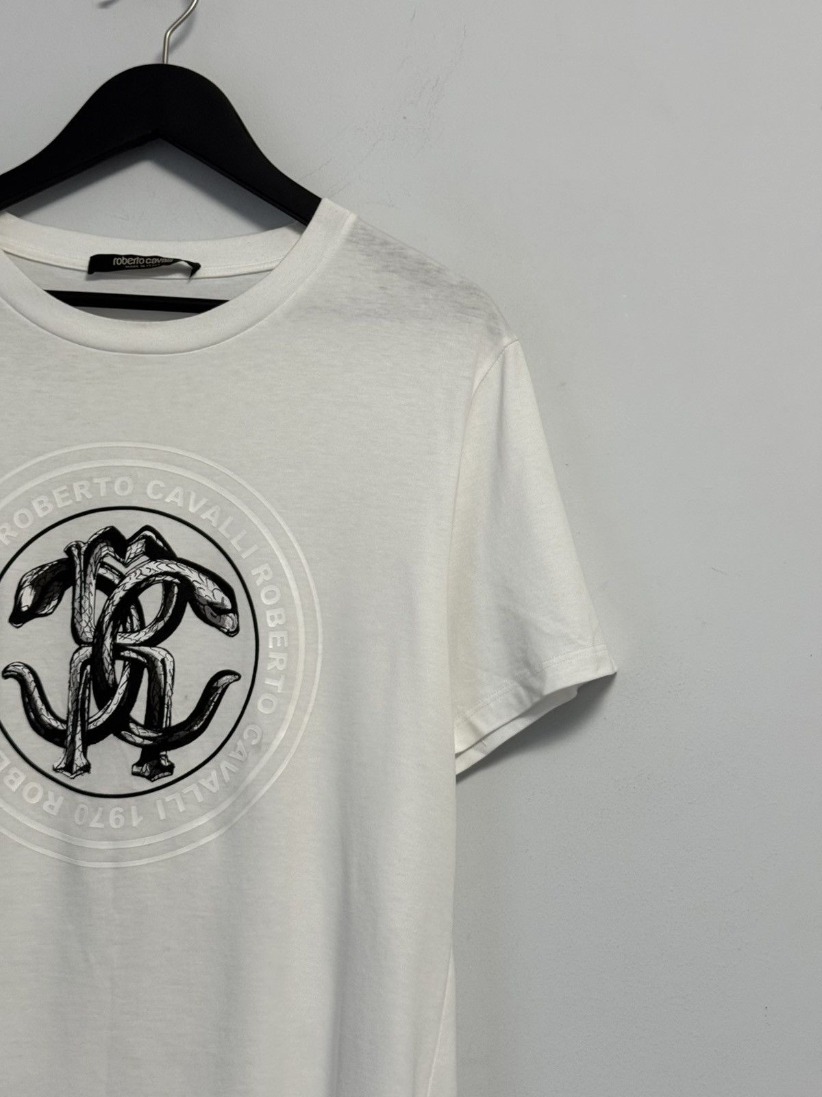 Roberto Cavalli Roberto Cavalli Graphic T-Shirt Mens White RC Snake Size US S / EU 44-46 / 1 - 4 Thumbnail