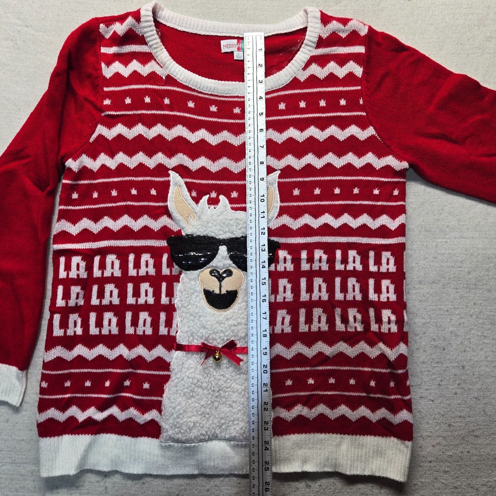 Bell Jolly Sweaters Christmas sweater with Lama in Sunglasses Bell Ugly Sweater Holiday Womens Large Size L / US 10 / IT 46 - 7 Thumbnail