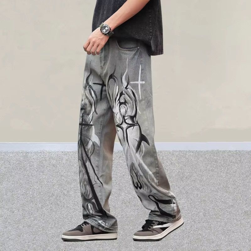 Japanese Brand Flame Art Graphic Denim Pant Size US 29 - 6 Thumbnail