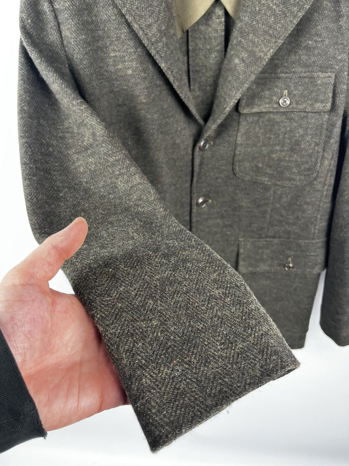 Polo Ralph Lauren Polo Ralph Lauren 10 Green Herringbone Jacquard Blazer Size L / US 10 / IT 46 - 7 Thumbnail