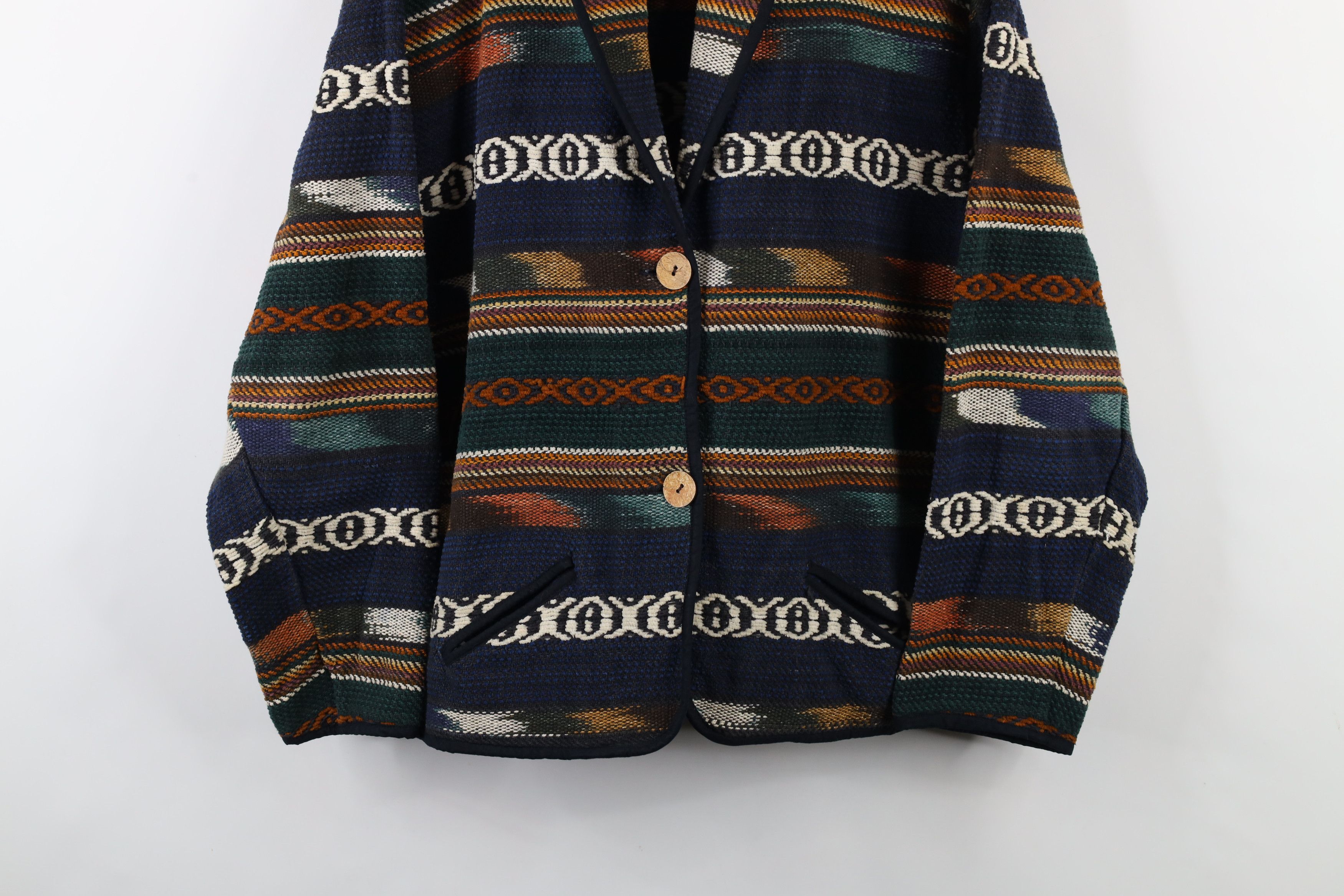 Vintage Vintage 90s Streetwear Rainbow Southwestern Tapestry Jacket Size L / US 10 / IT 46 - 3 Thumbnail
