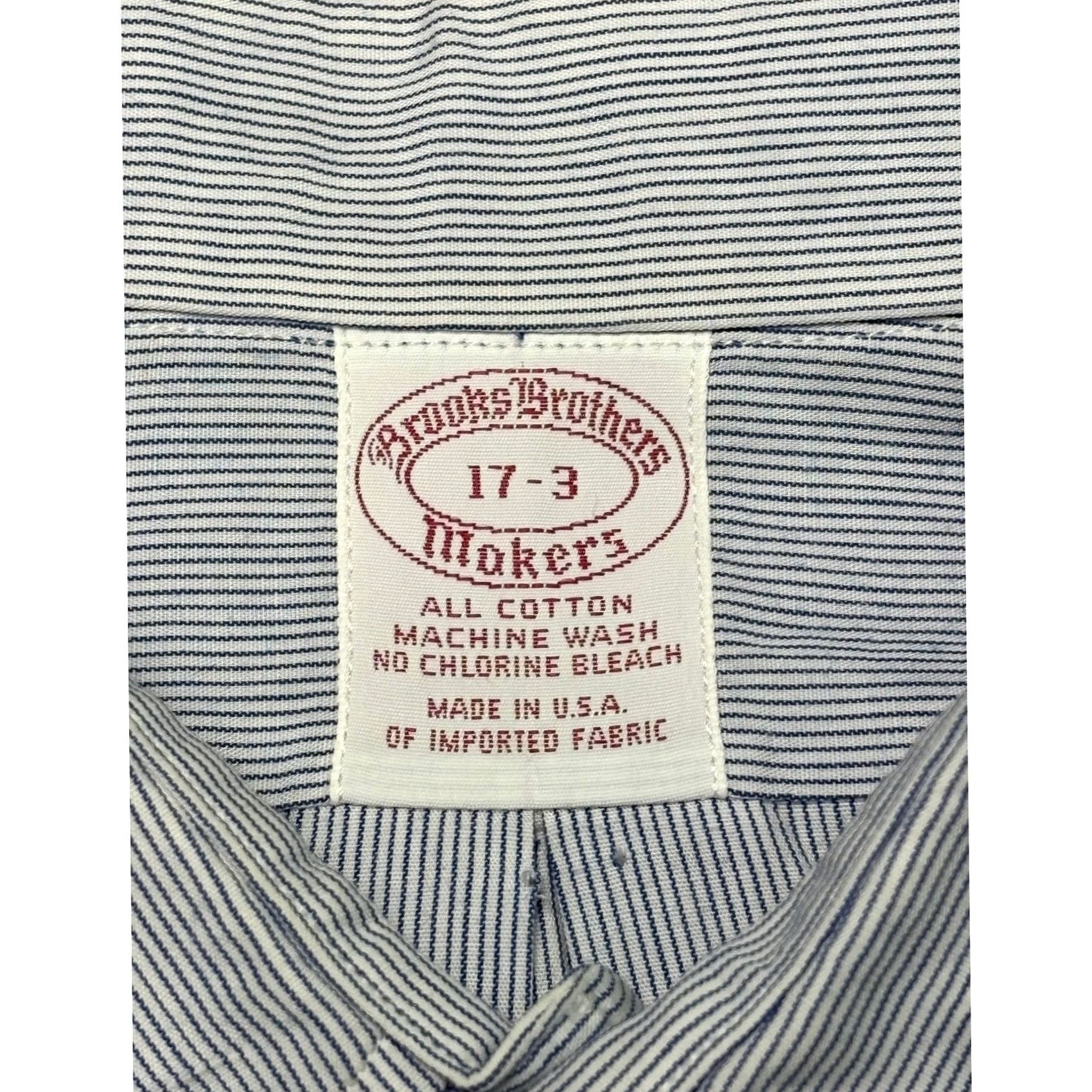 Brooks Brothers Brooks Brothers Makers Dress Shirt Blue White Striped 100% Cotton 17 Pit to Pit 26" Long Sleeve Mens Size 46R - 4 Thumbnail