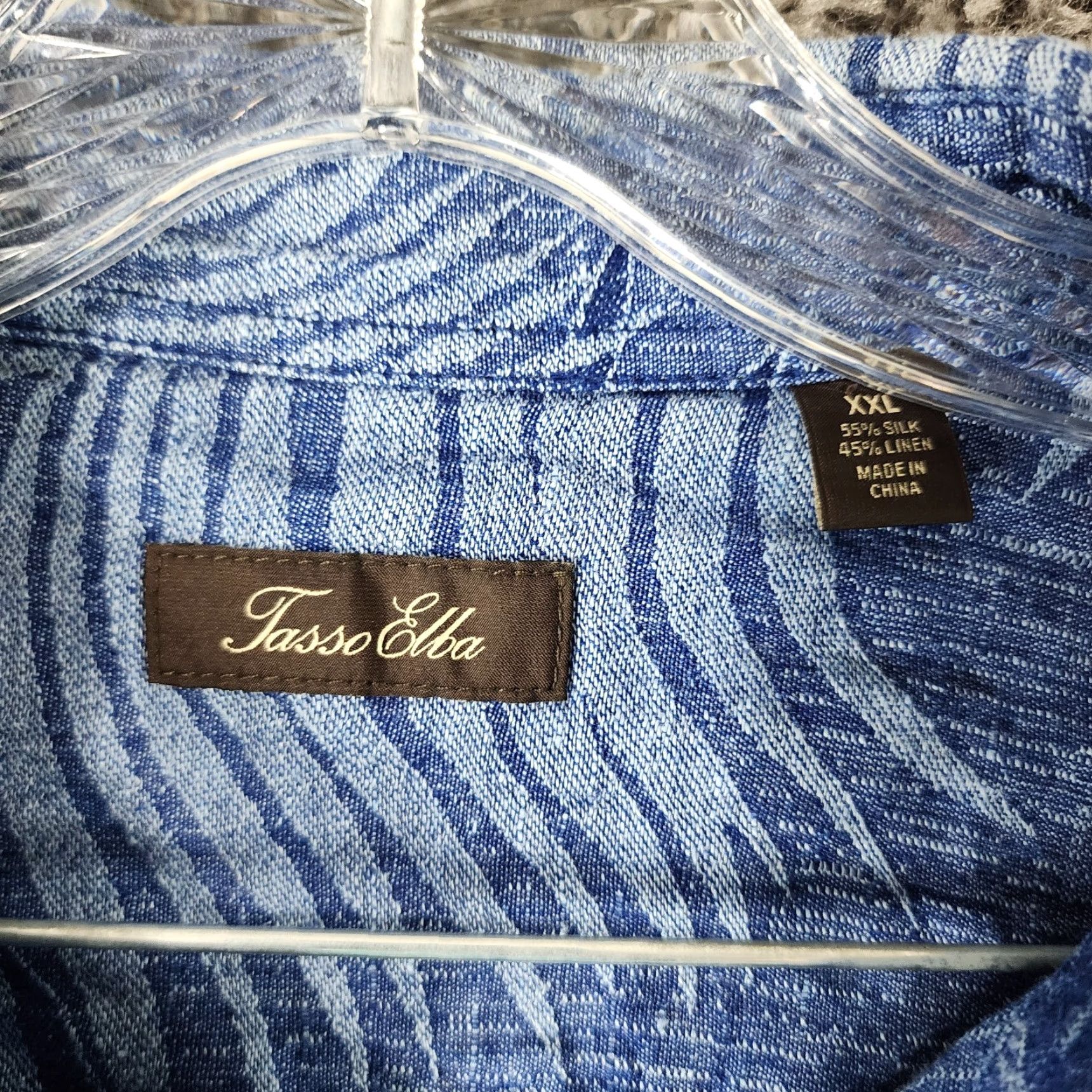 Tasso Elba VINTAGE Tasso Elba Men's Short Sleeve Shirt 2XL Blue Floral 55% Silk Button-Up Men Size US 39 - 4 Thumbnail