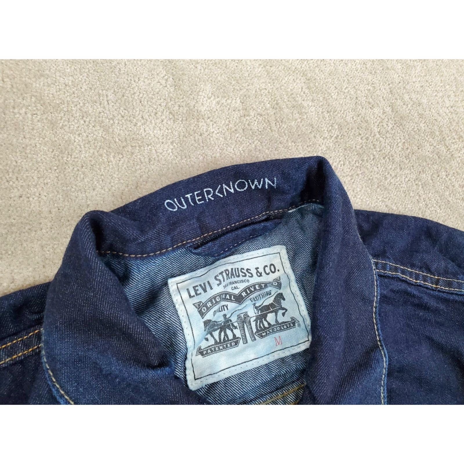 Levi's VINTAGE Levis x Outerknown Wellthread Jacket Womens M Blue Denim Jean Coat Trucker Size 32" / US 10 / IT 46 - 4 Thumbnail