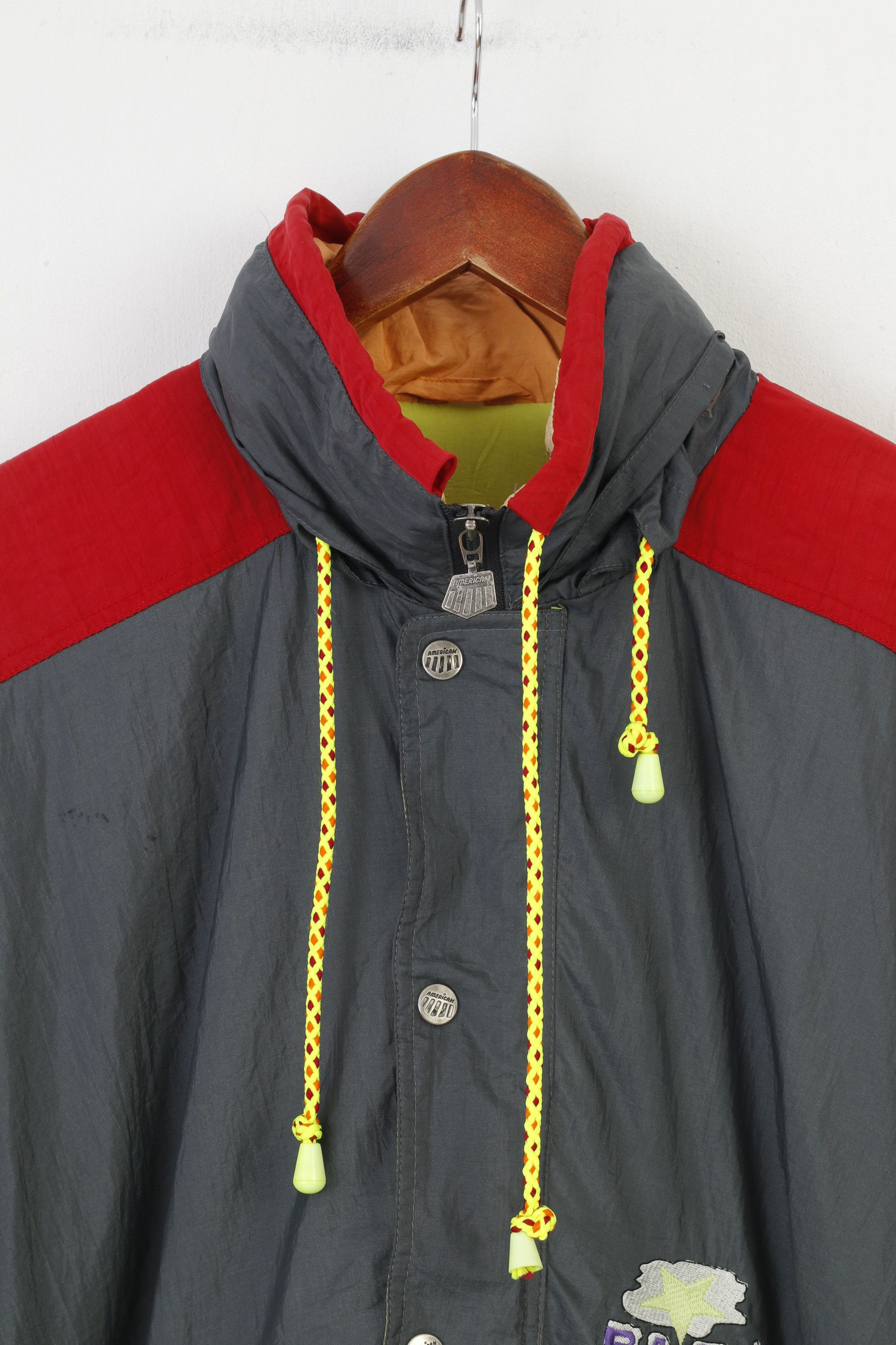 Vintage American Men XL Jacket Grey Zip Neck Retractable Hood 2206 Size US L / EU 52-54 / 3 - 2 Thumbnail