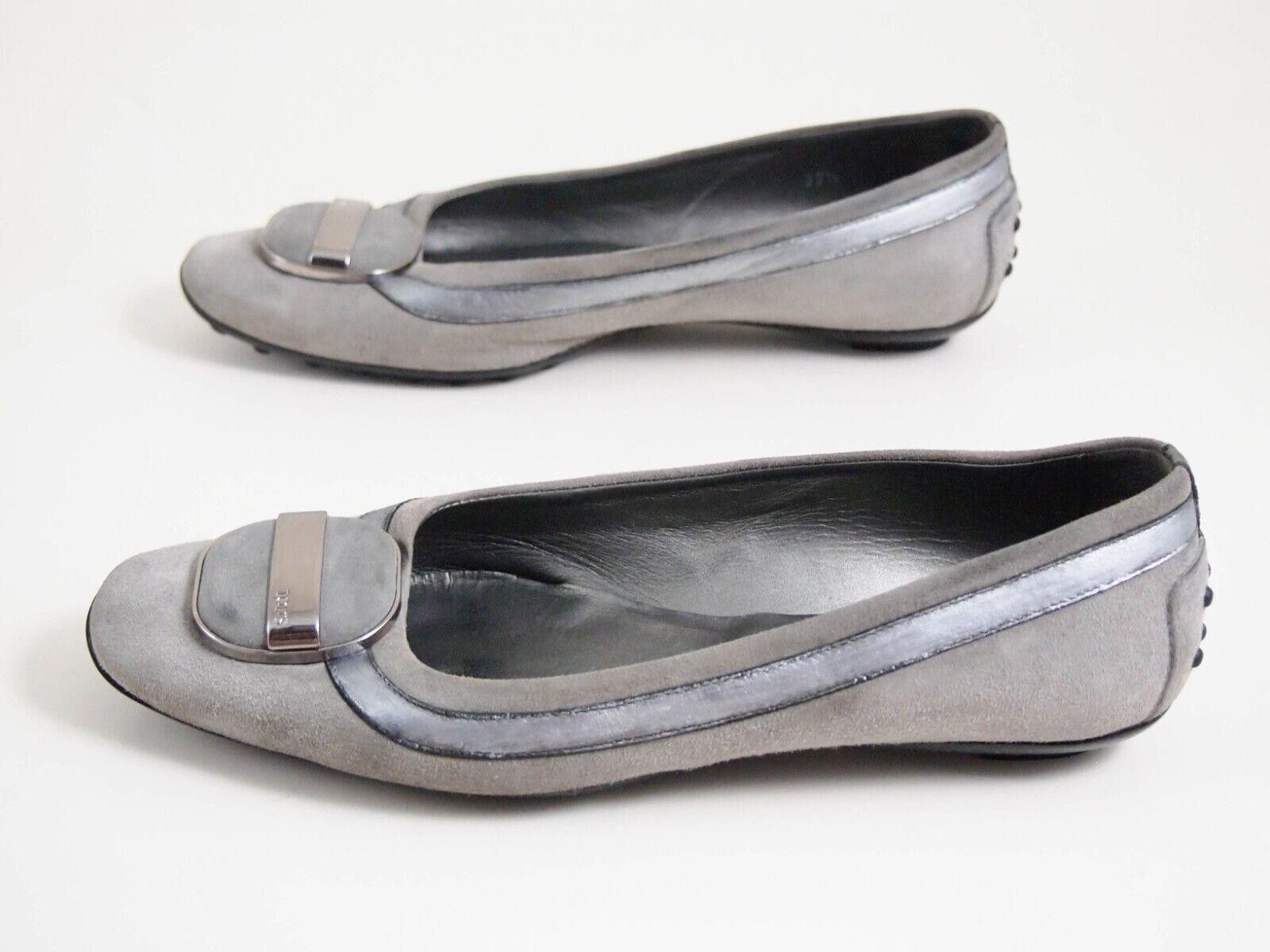 Tod's Tod's Ballet Flats Gray Silver Suede Leather EU 37.5 US 7.5 Size US 7.5 / IT 37.5 - 3 Thumbnail