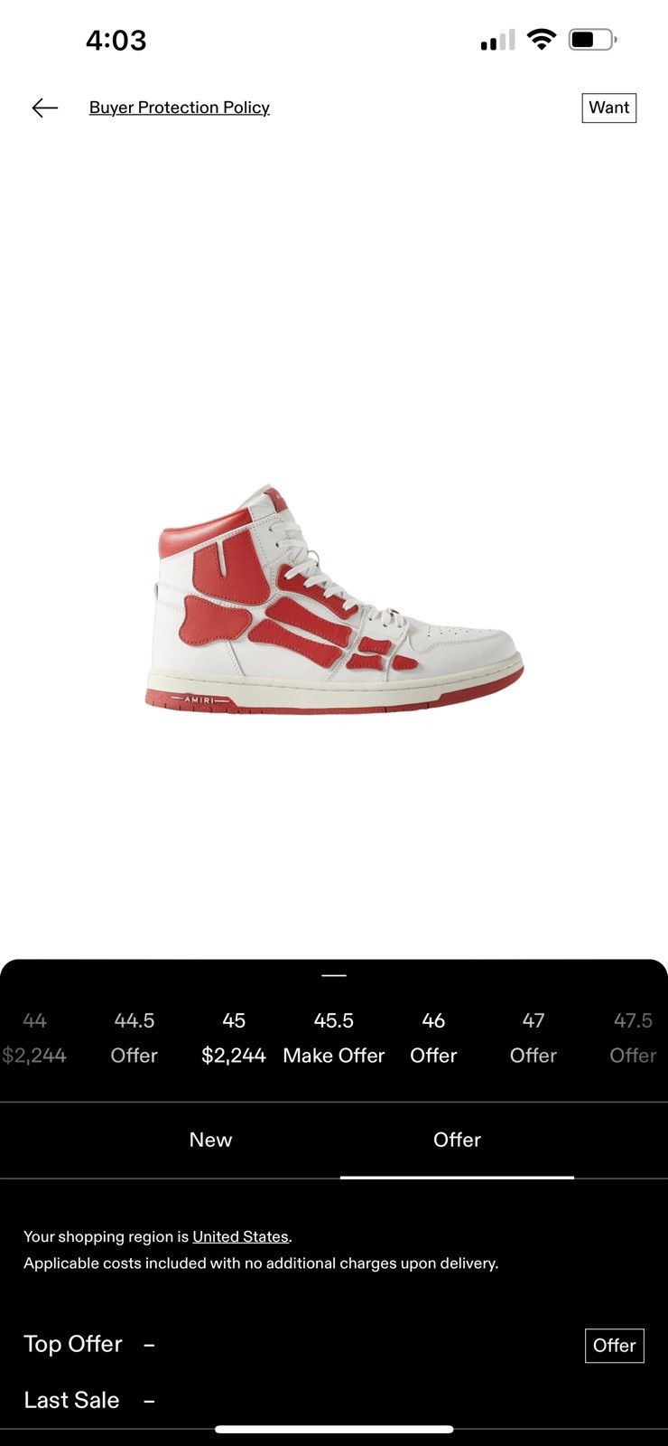 Amiri Amiri Skel High ‘Red/White’ Size 46 (13US) Size US 13 / EU 46 - 13 Thumbnail