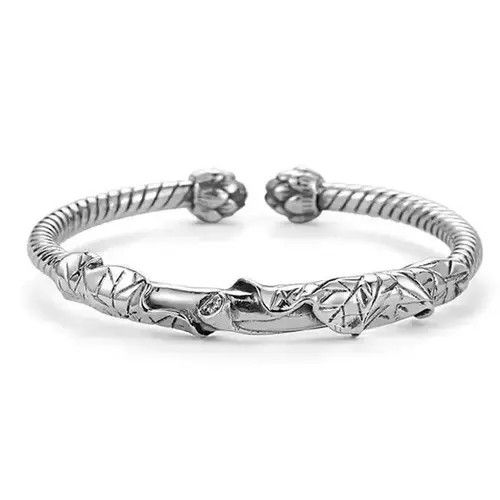 VIBE Silver Color Lotus Open Bracelet Size ONE SIZE - 3 Thumbnail
