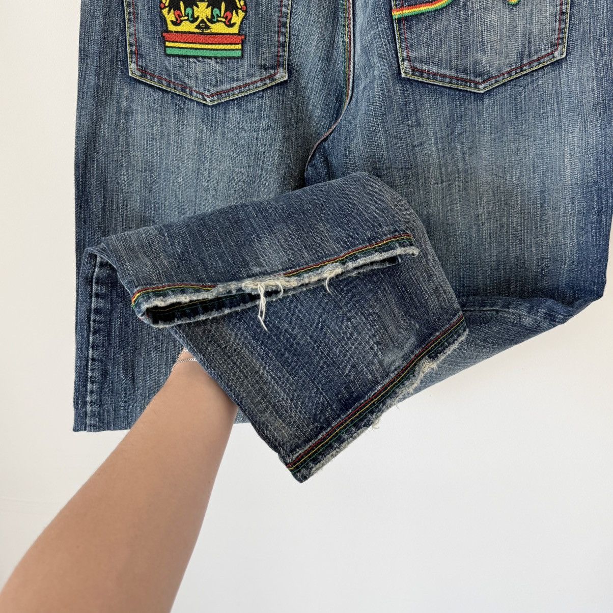 LRG Vtg 2000s LRG “Jamaican Royalty” Faded Baggy Jeans Y2K JNCO Size US 34 / EU 50 - 4 Thumbnail