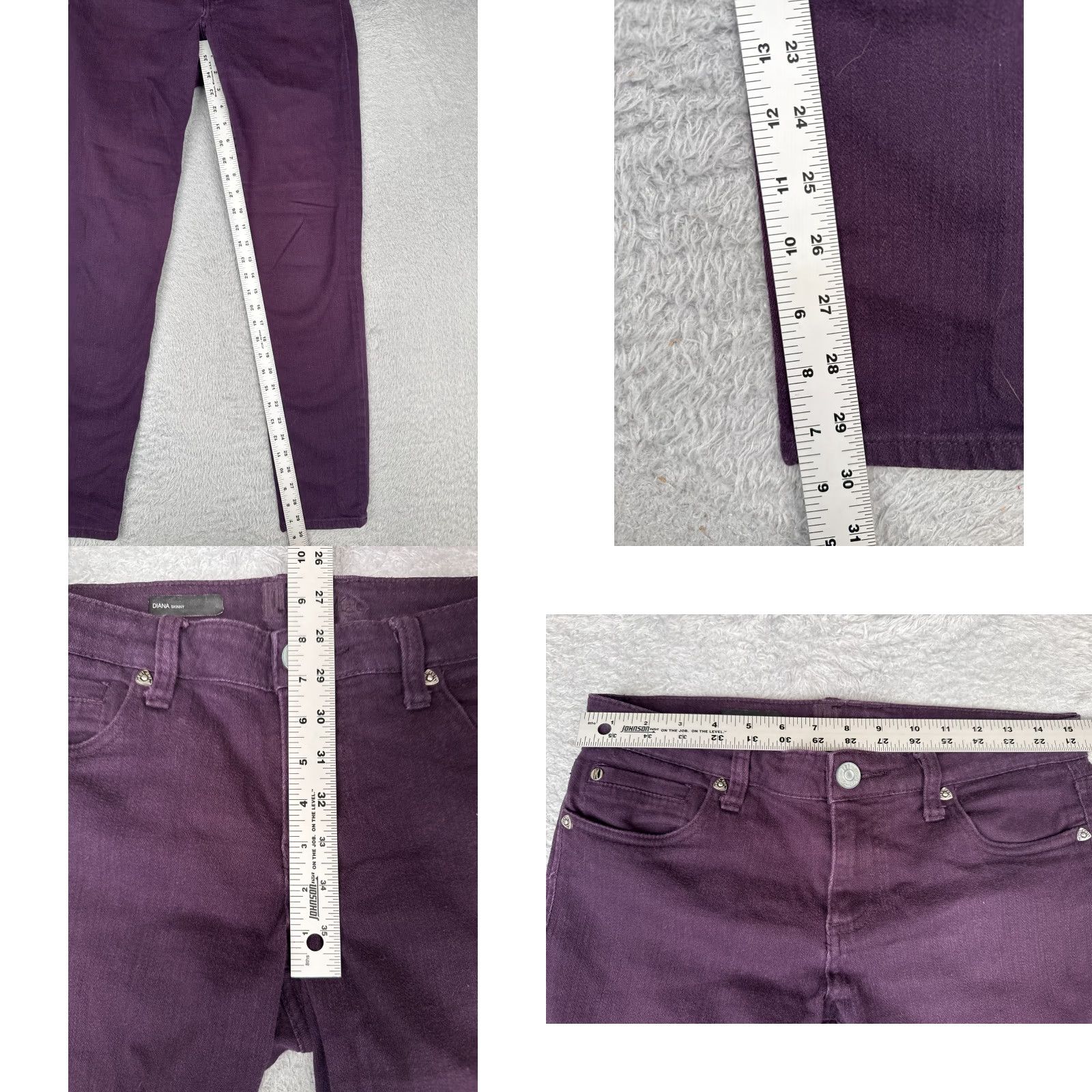 Vintage KUT from the Kloth Diana Skinny Jeans Women 6 Purple Low Rise 30x30 Cotton Blend Denim 5-Pocket Distressed Stretch Vintage No Size 28" / US 6 / IT 42 - 8 Thumbnail