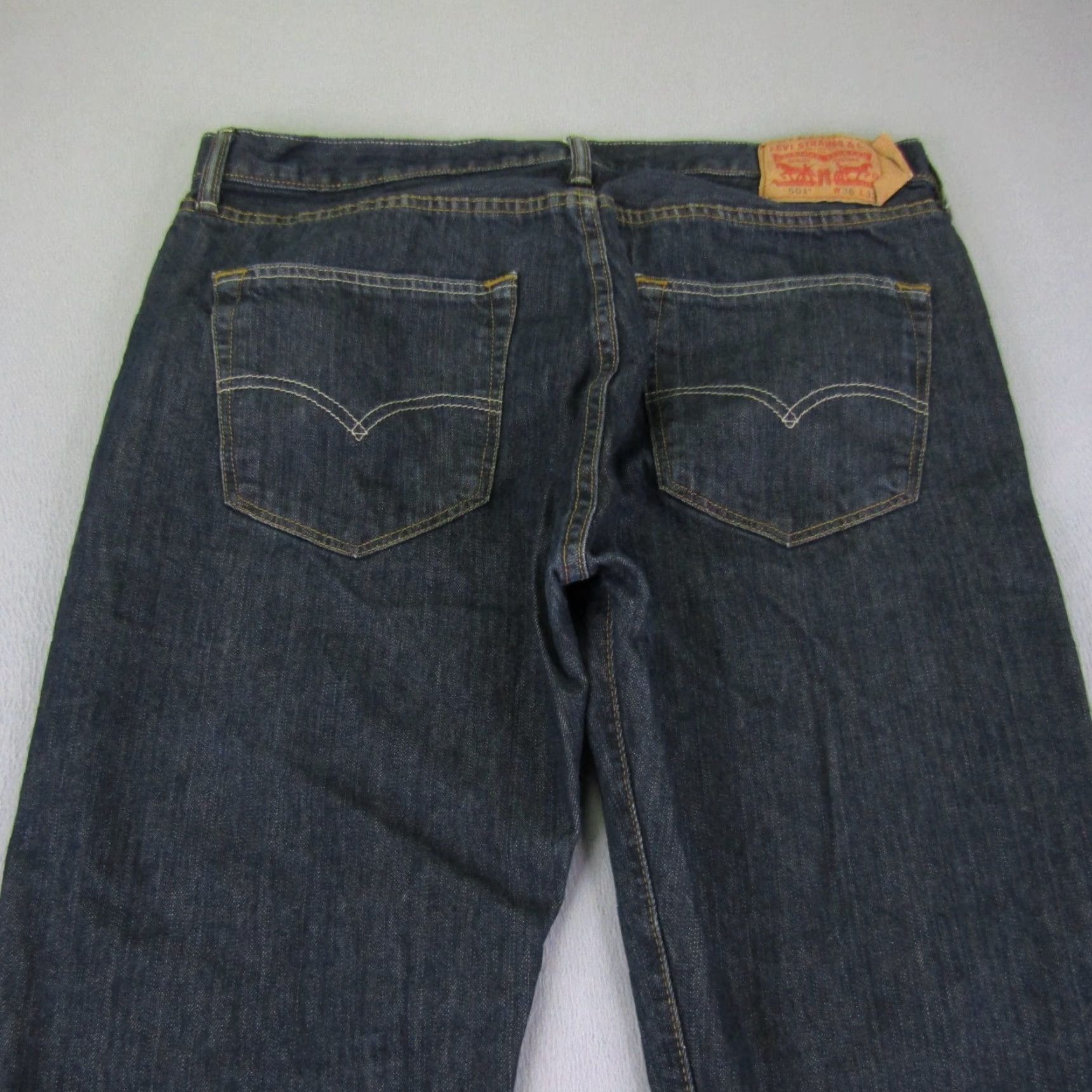 Levi's Levi's 501 Jeans Mens 36x32 Blue Denim Button Fly Classic Fit Straight Red Tab Denim Jeans Mens Regular Size US 35 - 7 Thumbnail