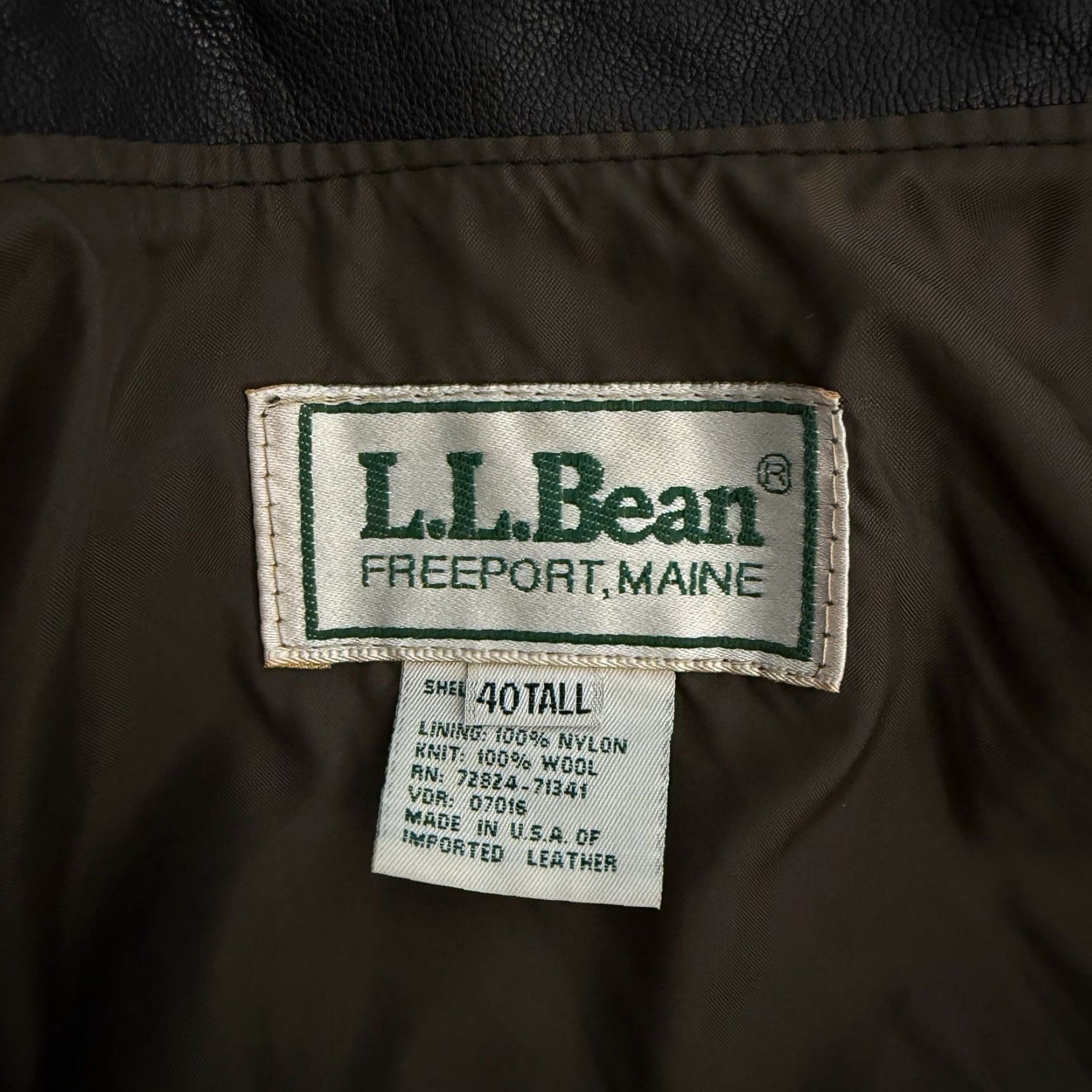 Vintage VINTAGE LL Bean Goatskin Leather Bomber A-2 Flight Jacket Mens 40 Tall Brown Zip Pockets Wool Ribbed Knit 100% Leather USA Made 90s Size US XXS / EU 40 - 5 Thumbnail