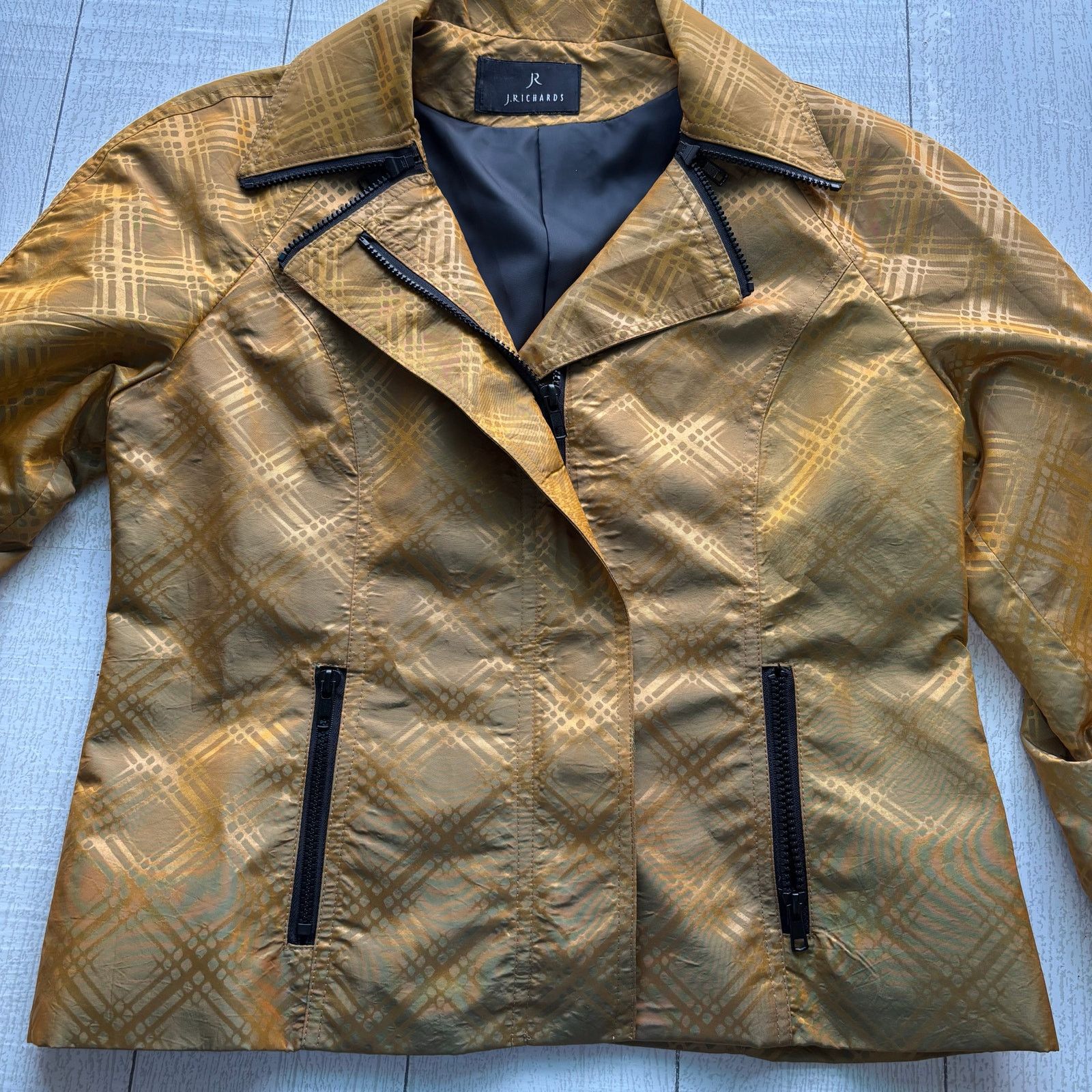 Other J. Richards Gold Toned Plaid Zip Iridescent Jacket Size 8 Size M / US 6-8 / IT 42-44 - 5 Thumbnail