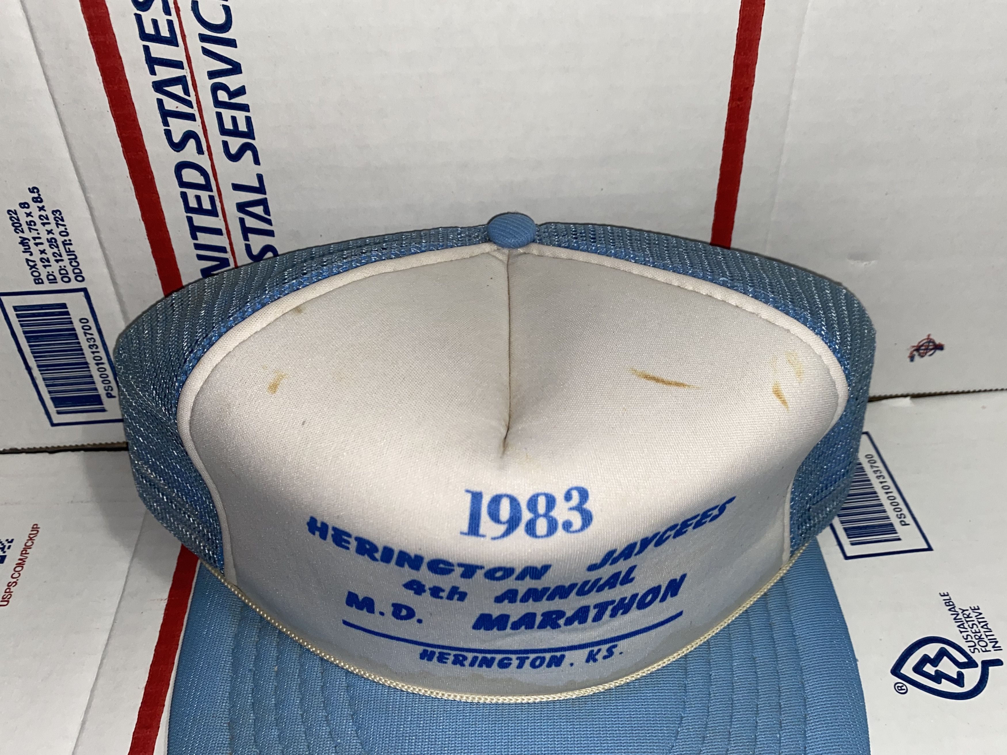 Vintage vtg 80s Herington Jaycees Marathon trucker hat cap Kansas US Size ONE SIZE - 3 Thumbnail