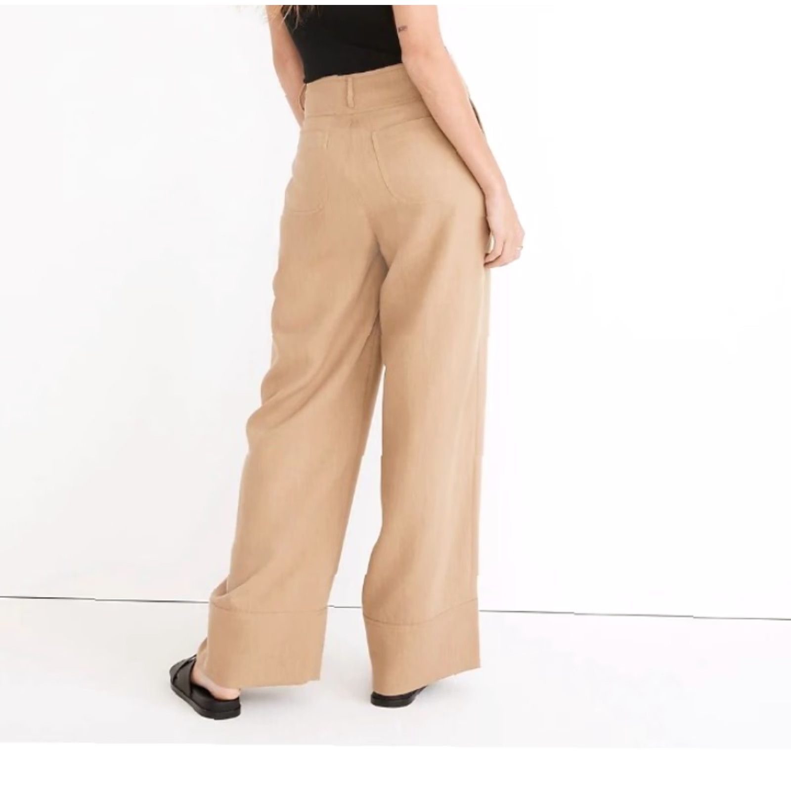 Madewell Madewell Button Front Cuffed Wide Leg Pants in Travel Linen Blend-Size 12 Size 34" / US 12 / IT 48 - 4 Thumbnail