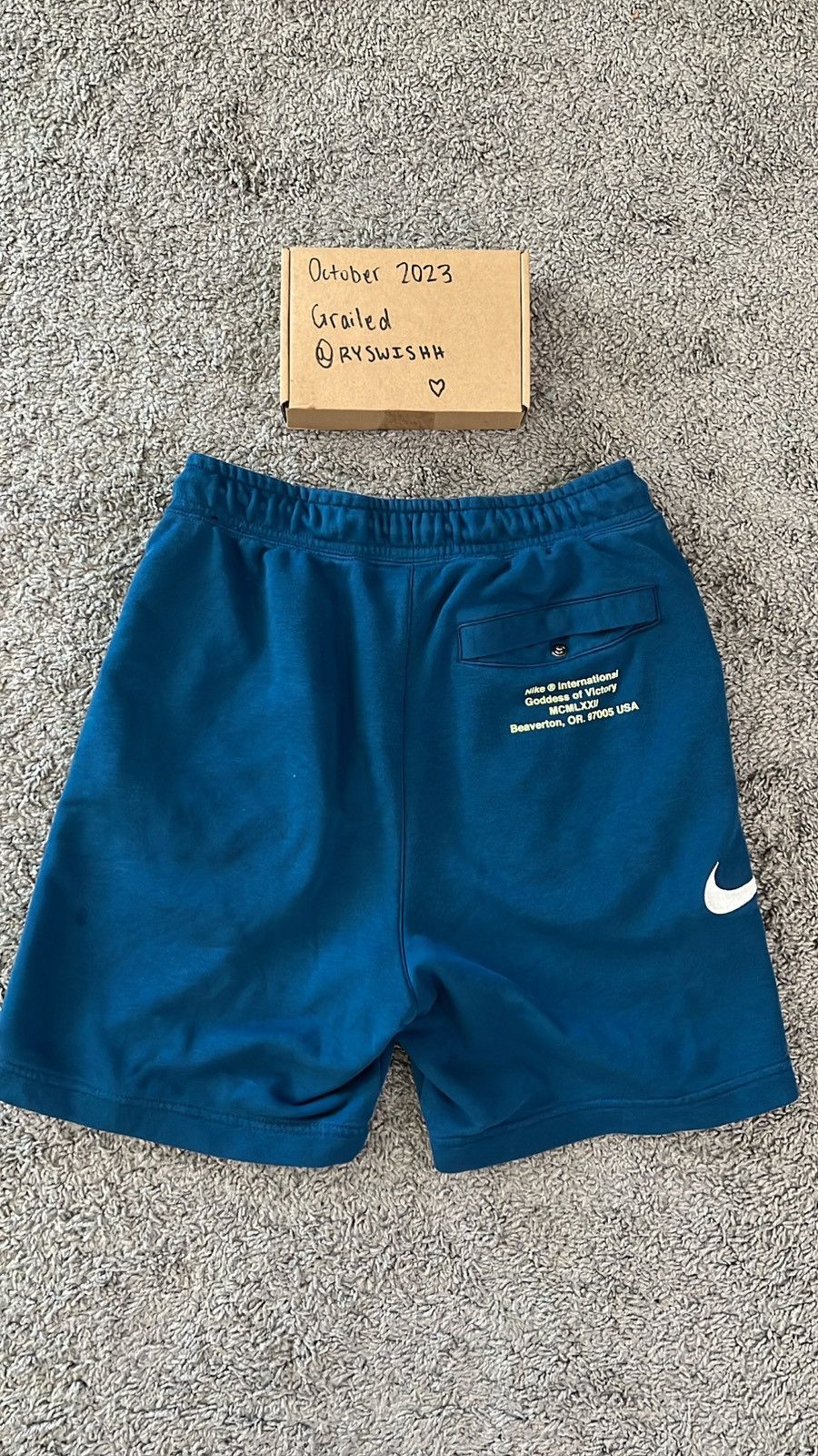 Nike Nike Turquoise Blue Double Swoosh Shorts Size US 30 / EU 46 - 4 Thumbnail