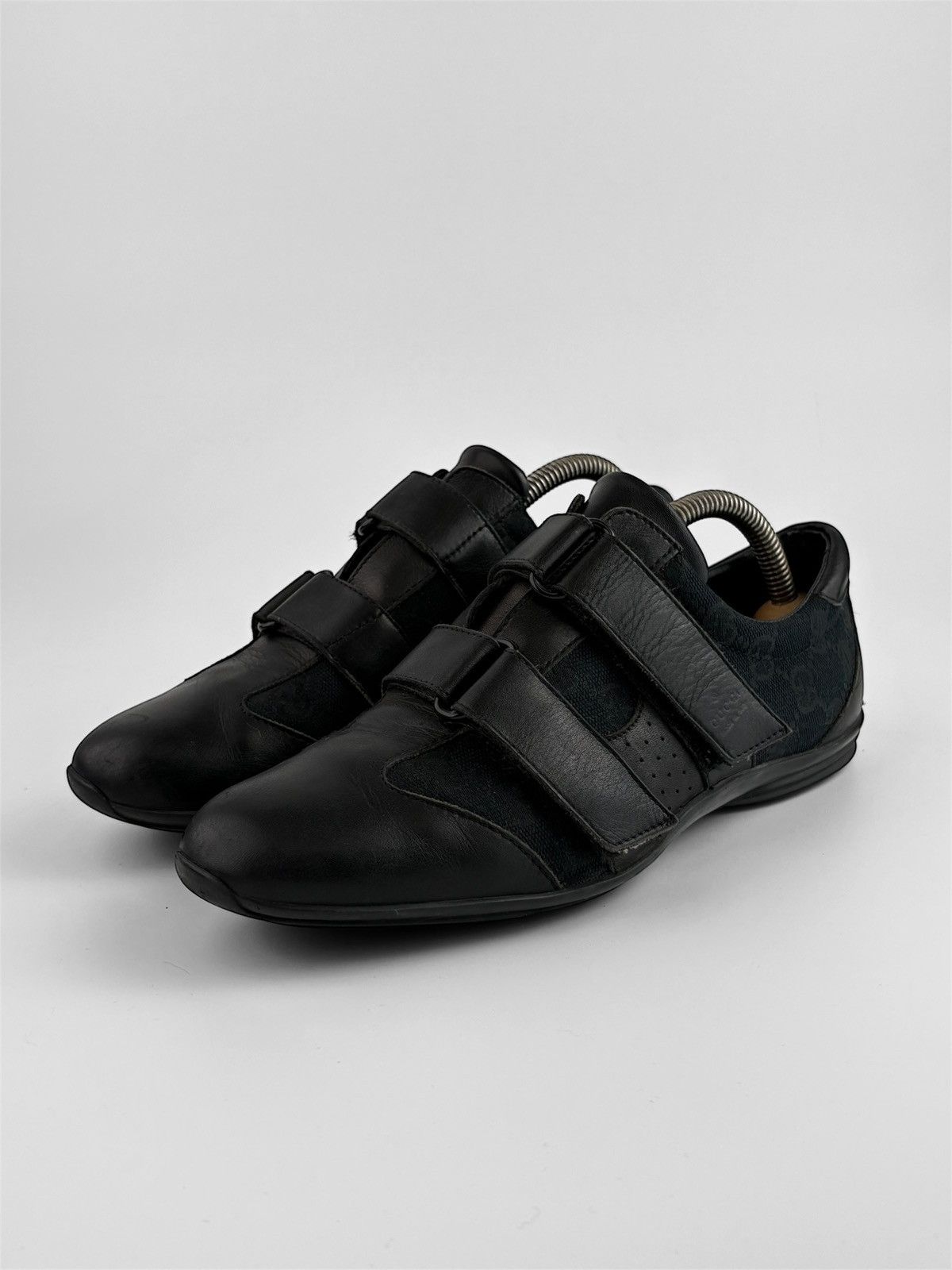Gucci Gucci Black GG Canvas Leather Hook & Loop Sneakers 36.5 6.5 Size US 6.5 / IT 36.5 - 1 Thumbnail