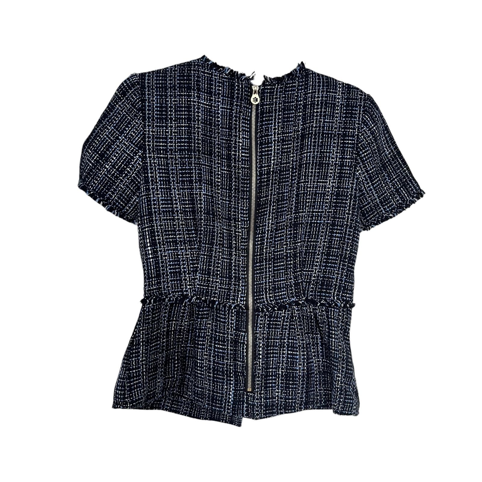Other Draper James Tweed Short Sleeve Gold Button Top Size S / US 4 / IT 40 - 3 Thumbnail