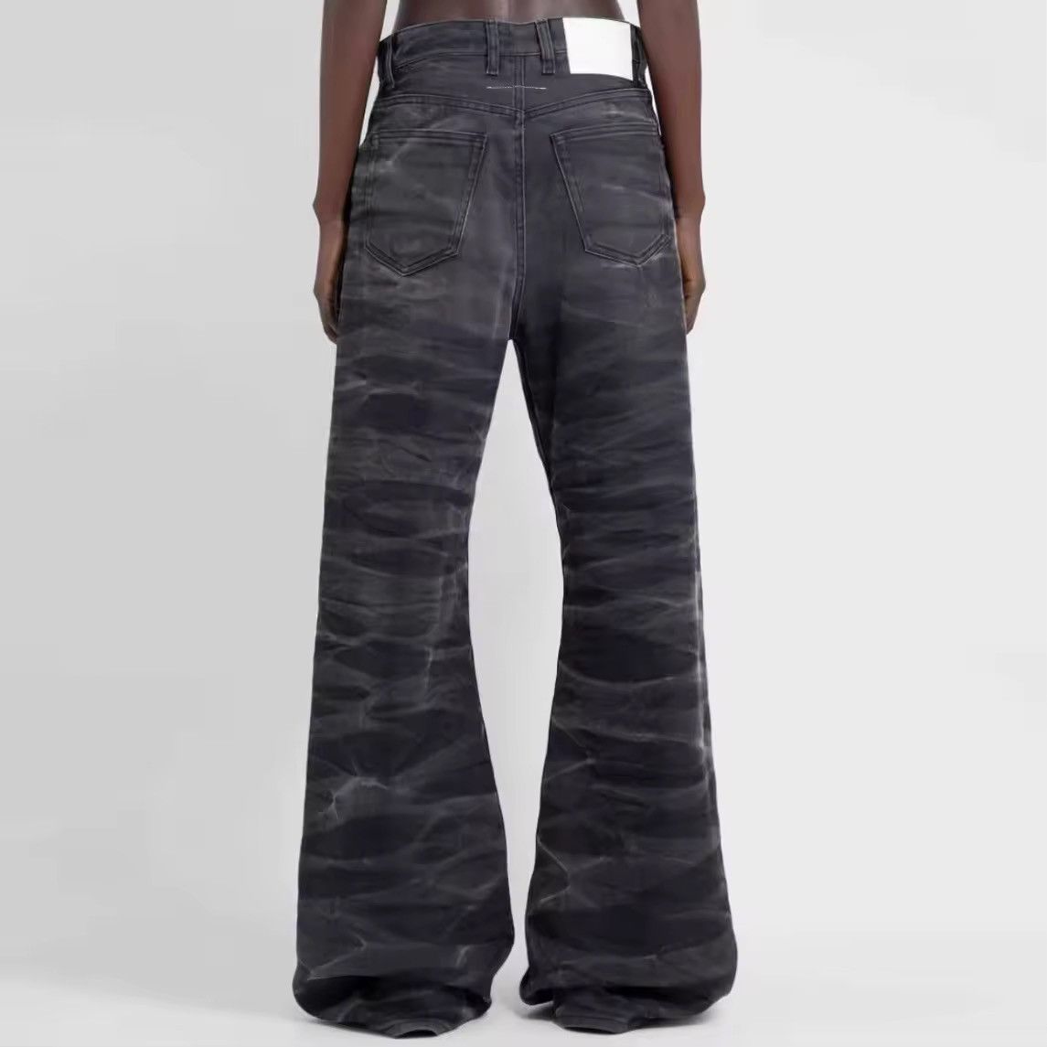 Japanese Brand × Jean Water Wave Patterned Micro Flared Baggy Jeans Size US 33 - 3 Thumbnail