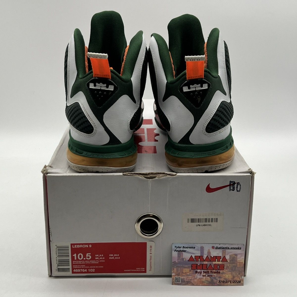 Nike Lebron 9 Miami Hurricanes Size US 10.5 / EU 43-44 - 3 Thumbnail
