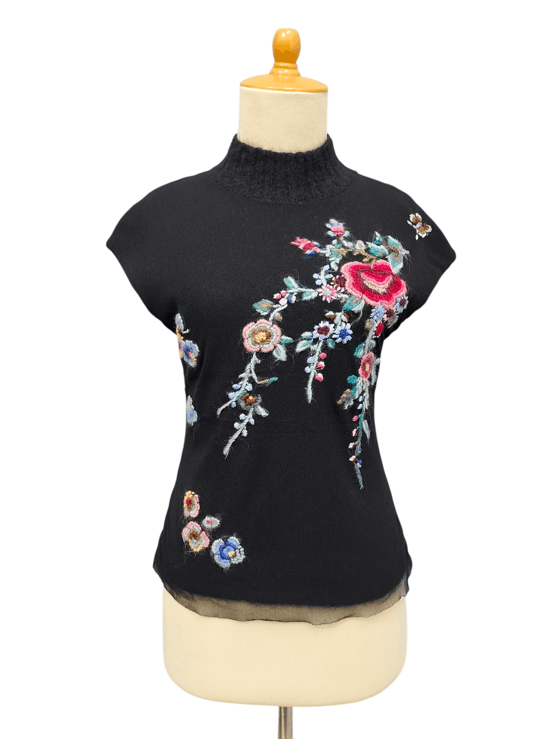 Vivienne Tam 2000s Vivienne Tam💥 Knitted Mesh Layer Embroidered Top Size S / US 4 / IT 40 - 1 Thumbnail