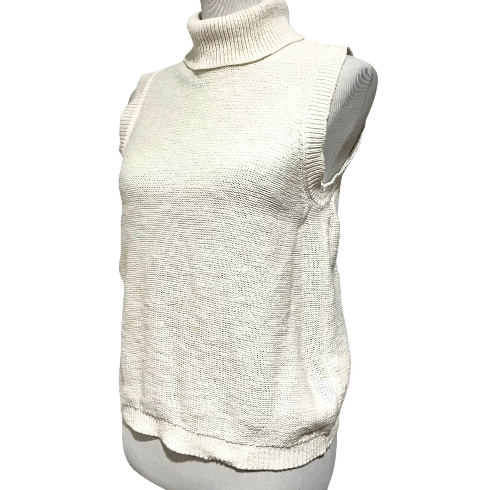 Sanctuary Sanctuary Sleeveless Turtleneck Sweater Ivory 100% Cotton Women’s Size Large Size L / US 10 / IT 46 - 2 Thumbnail