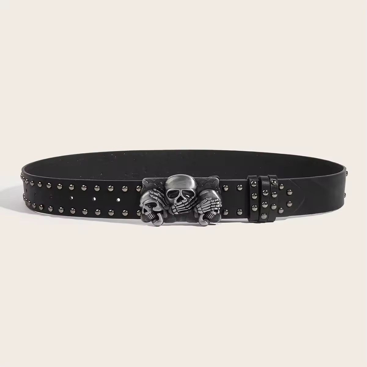 Vintage Gothic Skull Skeleton PU Leather Belt y2k Size ONE SIZE - 3 Thumbnail