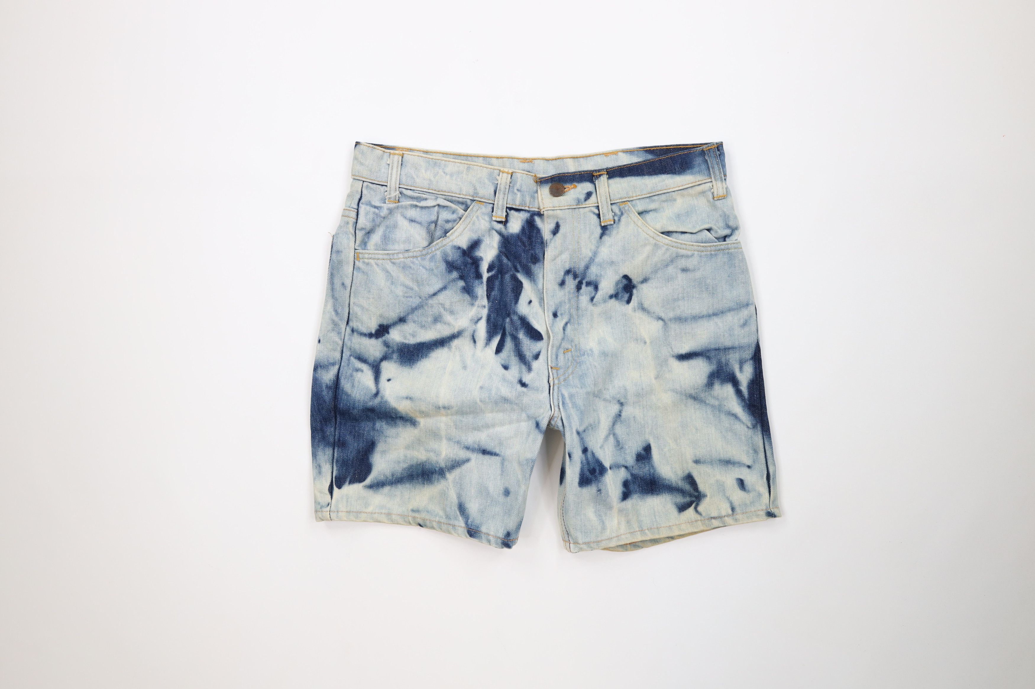 Levi's Vintage 70s Levis Orange Tab Acid Wash Denim Jean Shorts USA Size US 32 / EU 48 - 1 Thumbnail