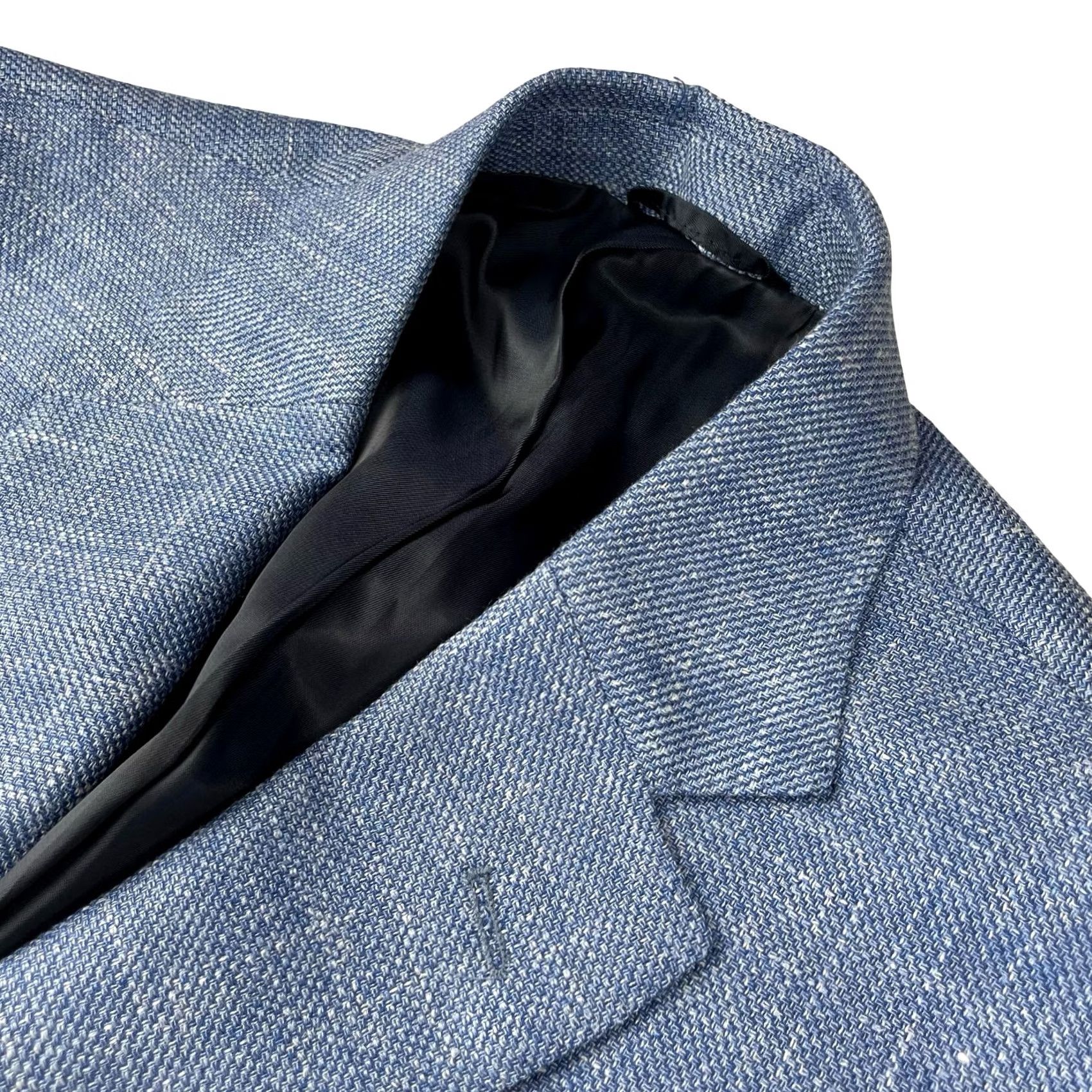 Bloomingdale's Bloomingdale's Blazer Blue 42L Drago Wool/Silk/Linen 2-Button Men's Size 42R - 2 Thumbnail
