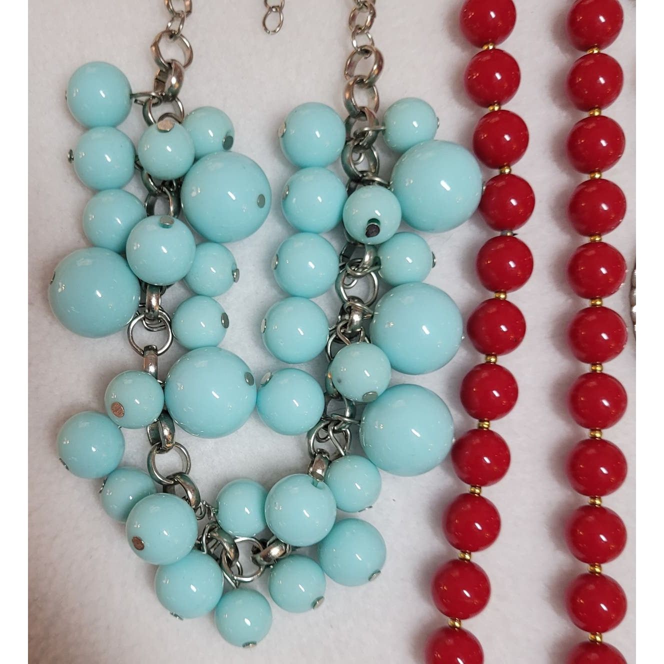 Jewelry Necklace Lot 4 Pc Colorful Blue Red Yellow Silvertone Beaded Size ONE SIZE - 7 Thumbnail