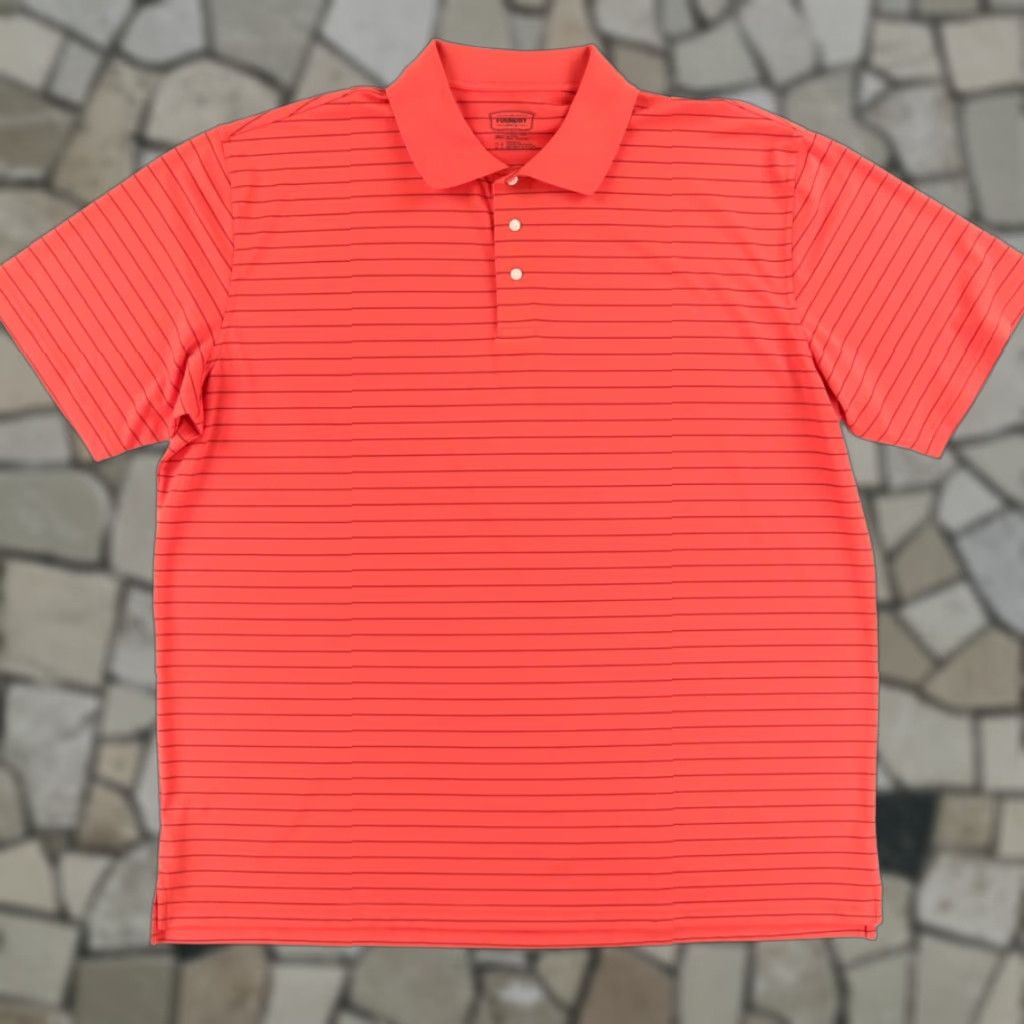 Vintage Foundry Polo Shirt Red 3XLT Men Striped Polyester Performance Stretch Shirt Mens Size US XXL / EU 58 / 5 - 1 Thumbnail
