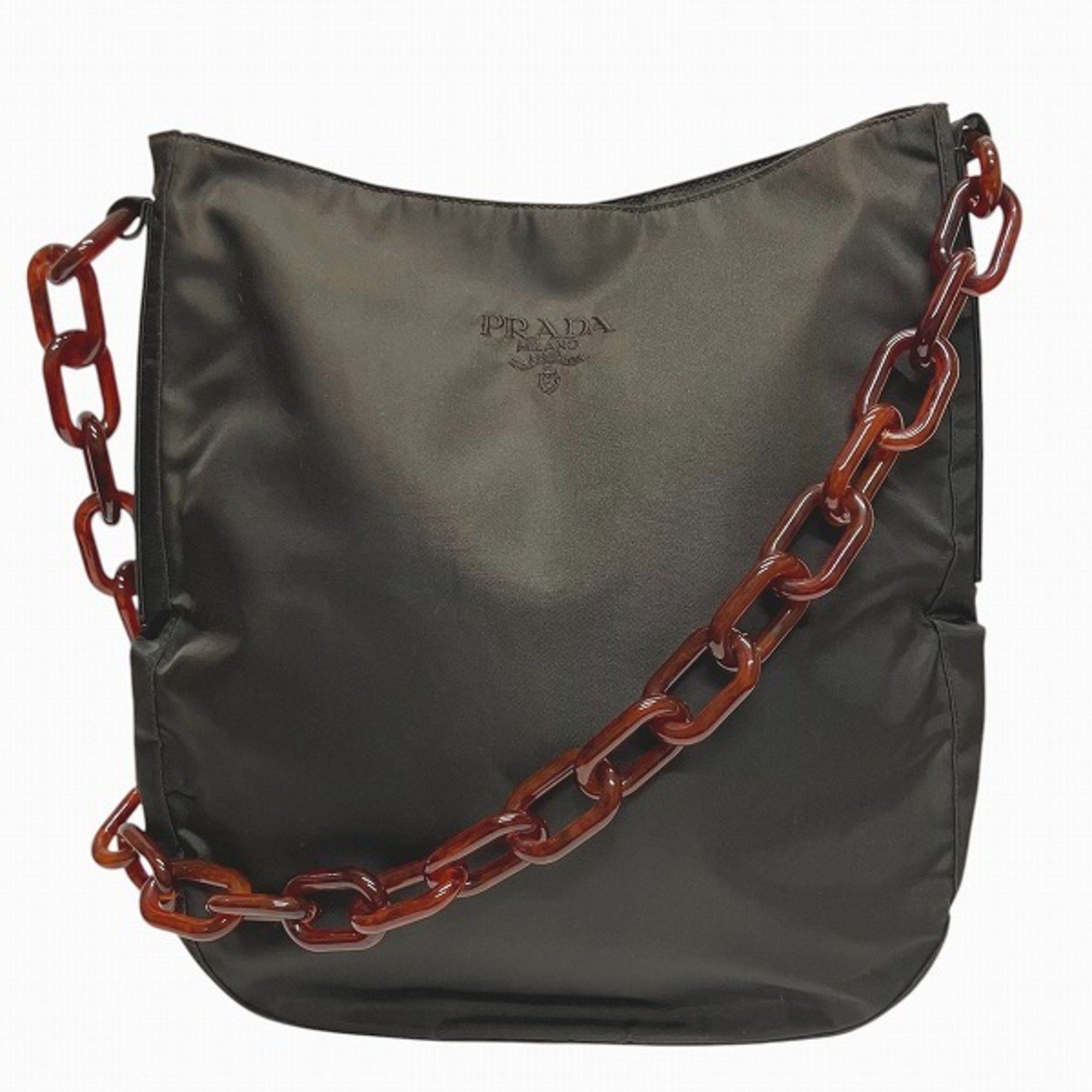 Prada B6430 Dark Brown Tortoise Shell Chain Bag Shoulder For Women