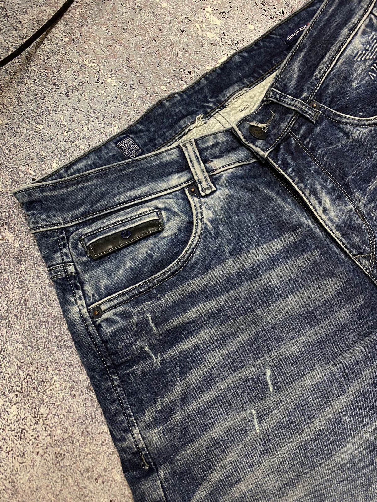 Armani × Vintage 💥VINTAGE ARMANI DISTRESSED WASHED Y2K JEANS Size US 34 / EU 50 - 15 Thumbnail