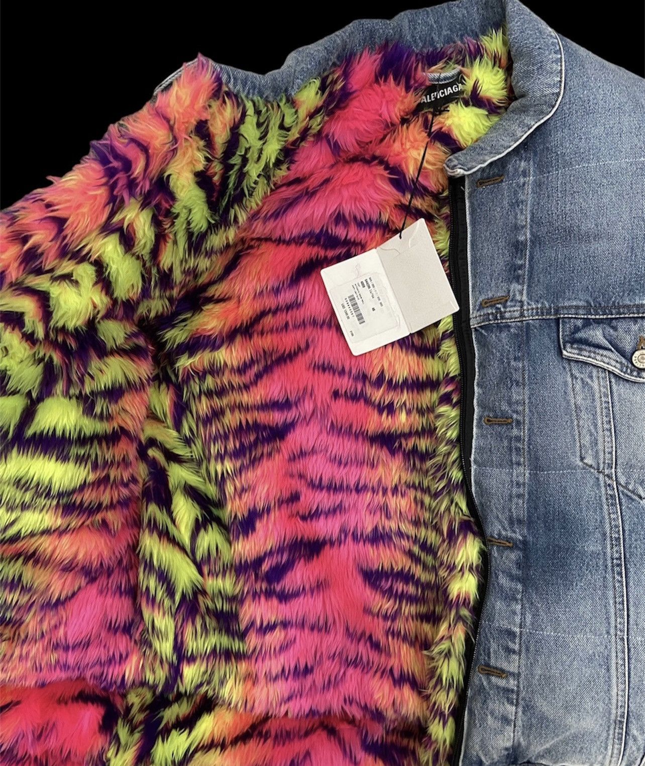 Balenciaga Balenciaga Fur Layered Rainbow Denim Jacket Size US S / EU 44-46 / 1 - 5 Thumbnail