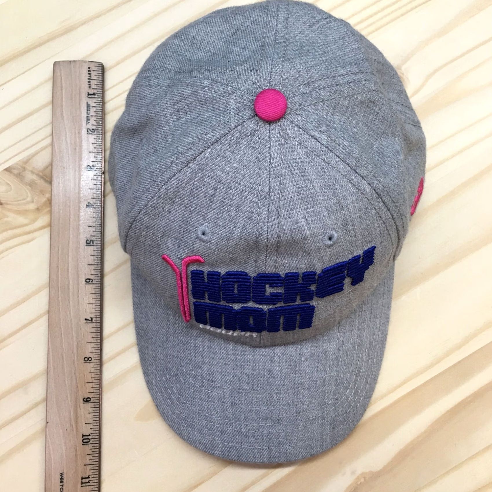 Vintage Bauer Hockey Mom Baseball Cap Hat Womens Gray Pink One Size New Era Curved Brim Size ONE SIZE - 3 Thumbnail