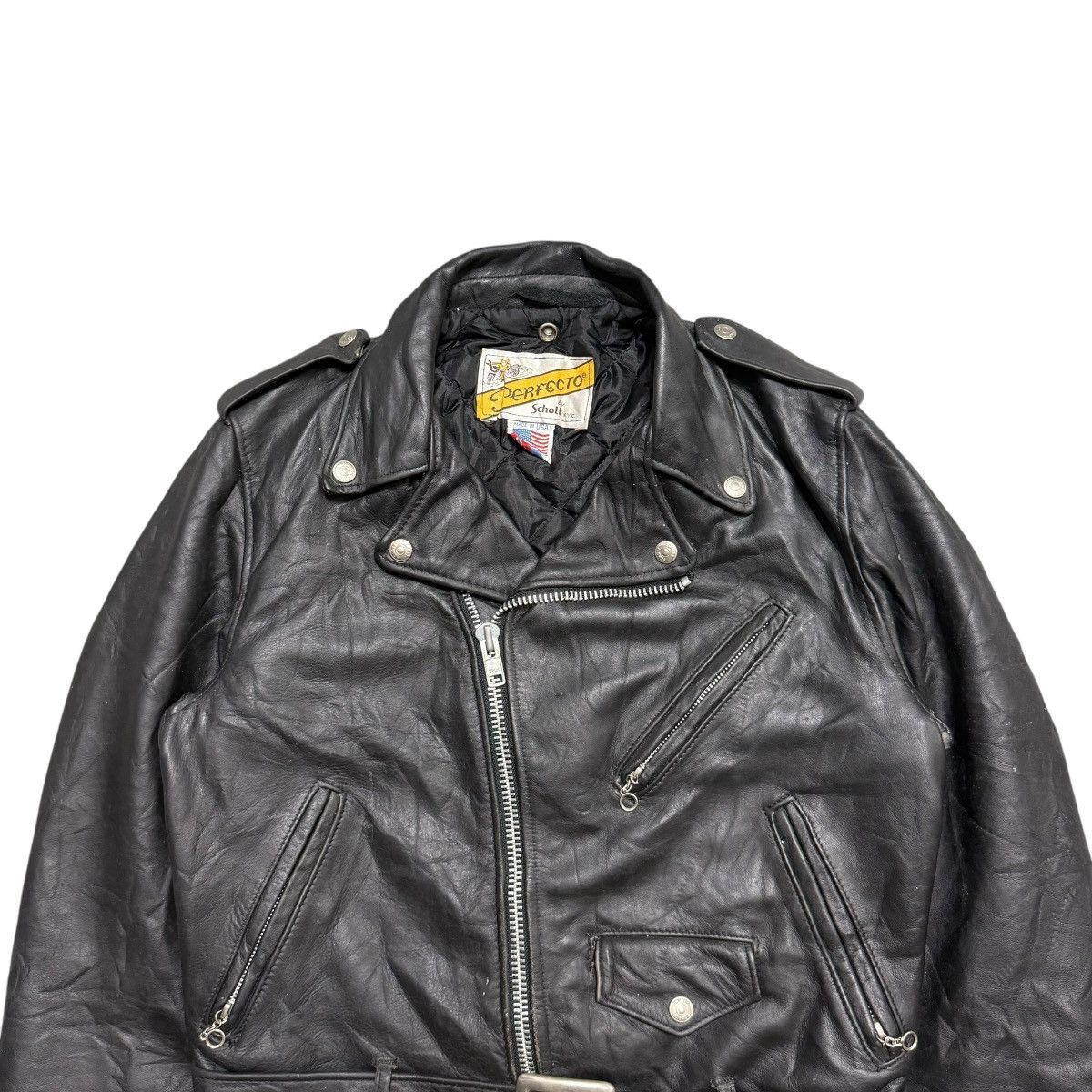Schott Vintage 80s Schott Perfecto 618 Double Colar Leather Jacket Size US S / EU 44-46 / 1 - 4 Thumbnail