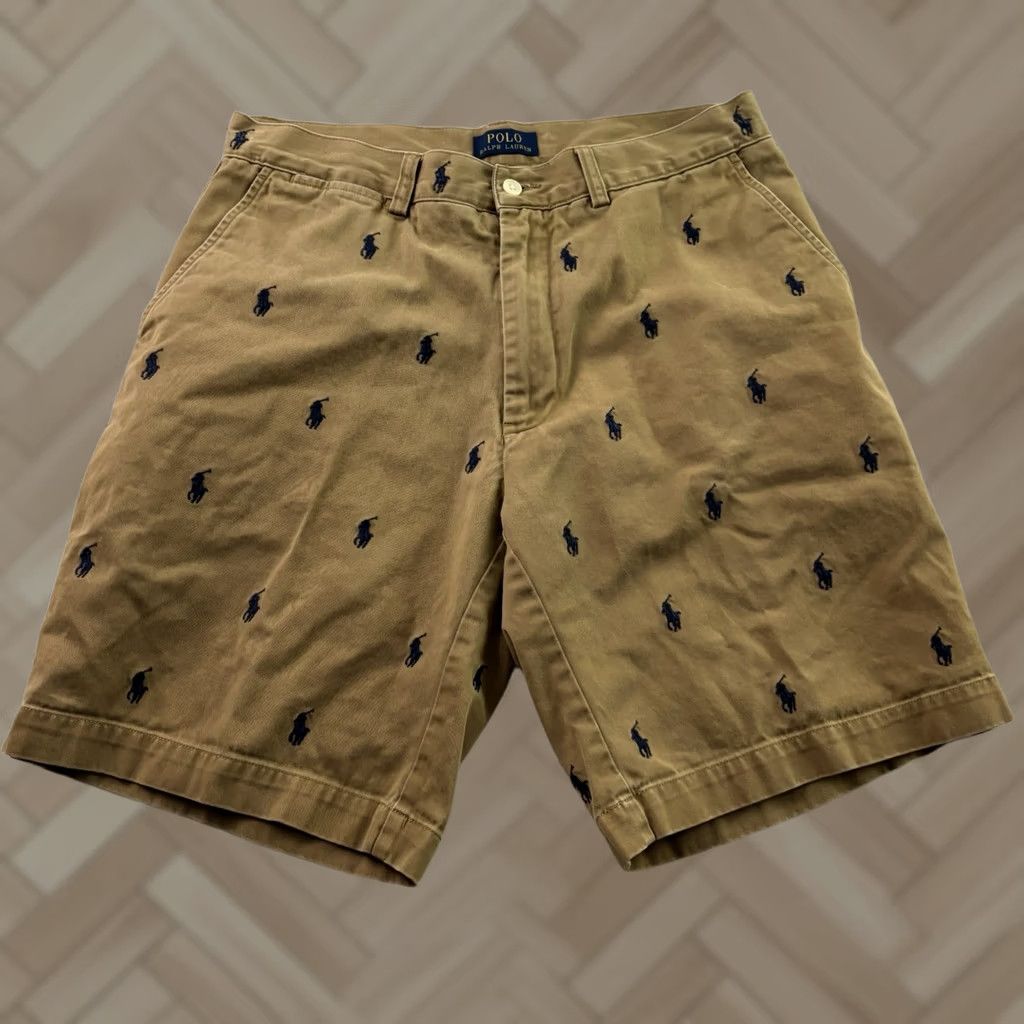 Polo Ralph Lauren Polo Ralph Lauren Horse Print Chino Shorts Men's 32 Khaki Beige Brown - Mens, Polo Ralph Lauren, Chino, 32, Horse, Khaki Beige Brown Size US XS / EU 42 / 0 - 1 Thumbnail
