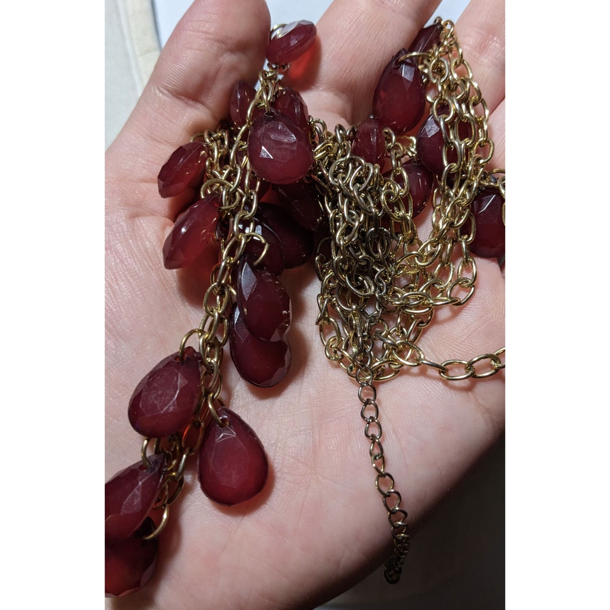 Other Retro Cranberry Gold Multilayer Gemmed Necklace Size ONE SIZE - 7 Thumbnail