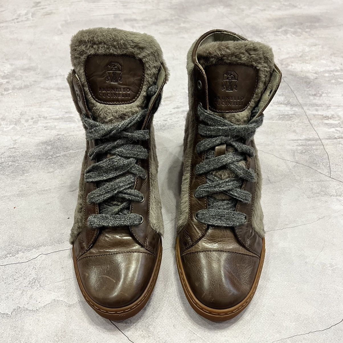 Brunello Cucinelli Brunello Cucinelli Leather Hi Top Shoe Trainers Sneakers Size US 8.5 / IT 38.5 - 7 Thumbnail