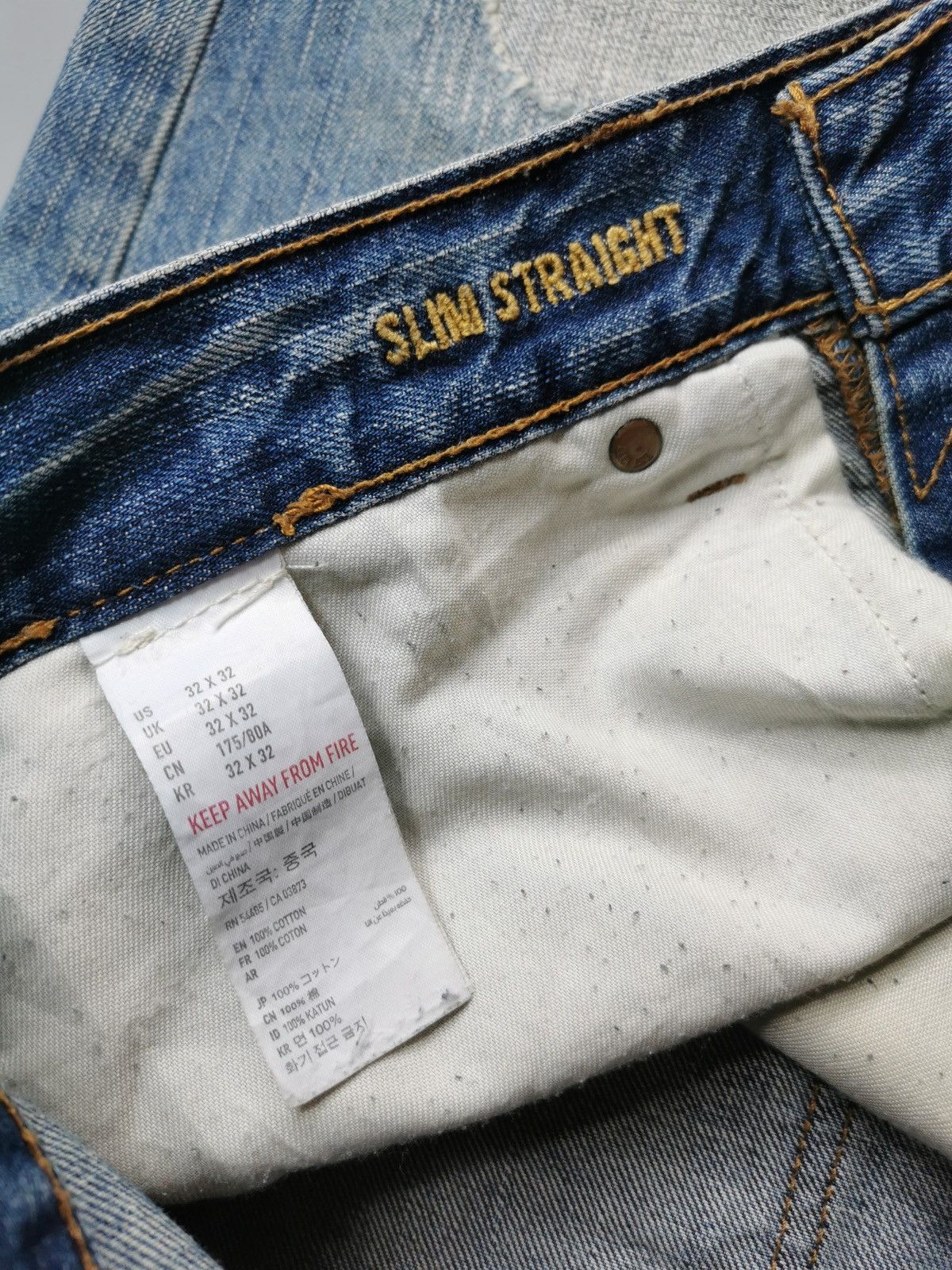 American Eagle Outfitters American Eagle Slim Straight Patchwork Distressed Jeans Size US 34 / EU 50 - 12 Thumbnail