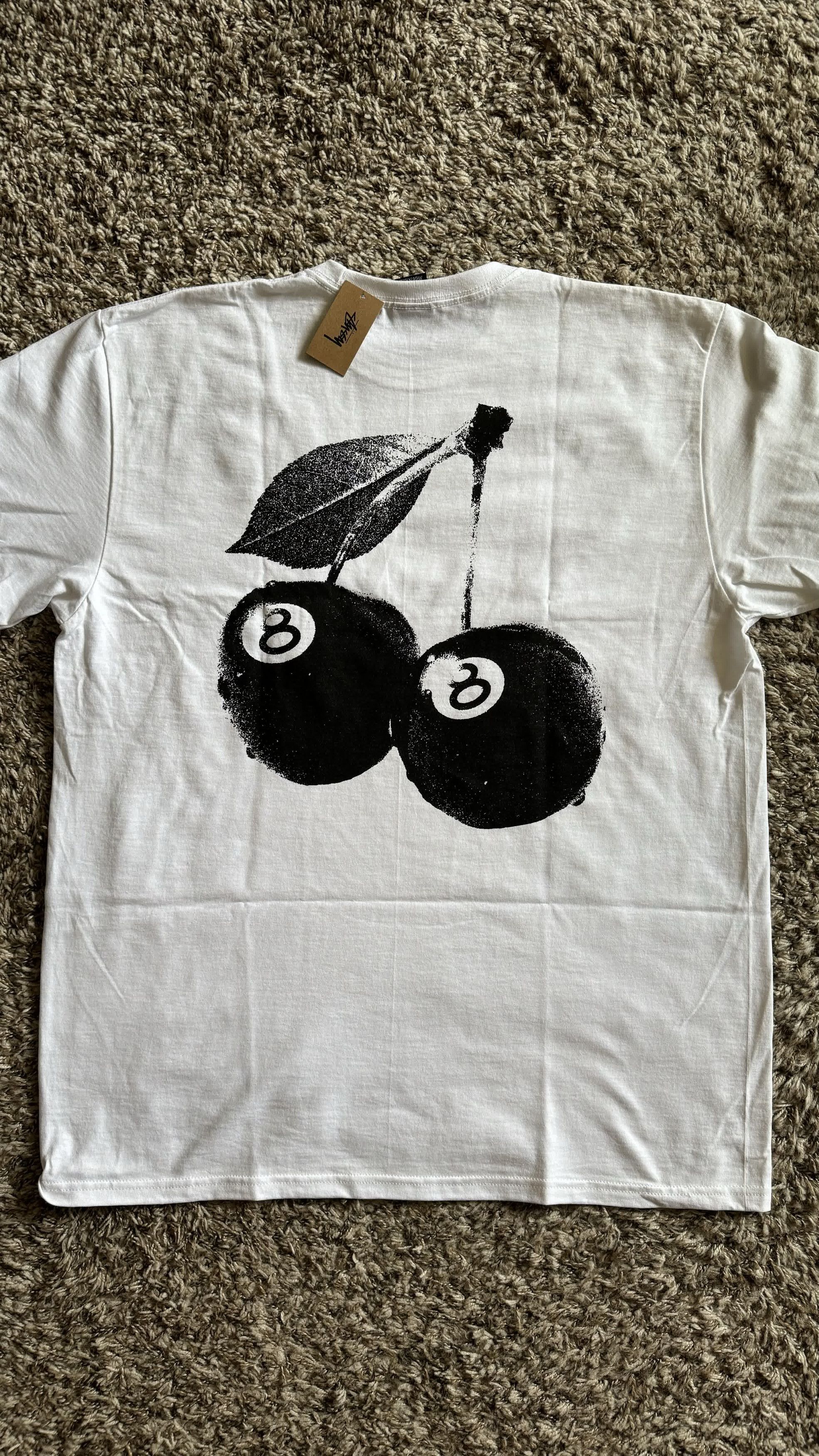 Hype × Streetwear × Stussy **NEW RARE** STUSSY CHERRIES WHITE LOGO 