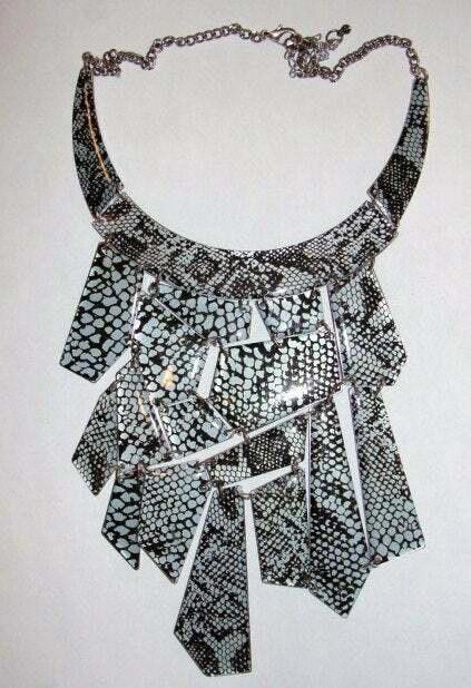 Designer Geometric Metal Snakeskin Bib Necklace Size ONE SIZE - 3 Thumbnail