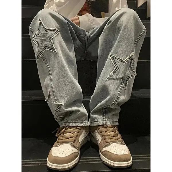Japanese Brand Ayukawa x Kazue Blue Color Star Denim Pant Size US 29 - 3 Thumbnail