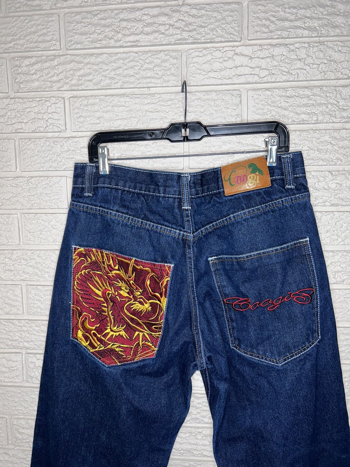 Coogi Vintage 90s Coogi Jeans Embroidered Dragon Jnco Style Size US 33 - 2 Thumbnail
