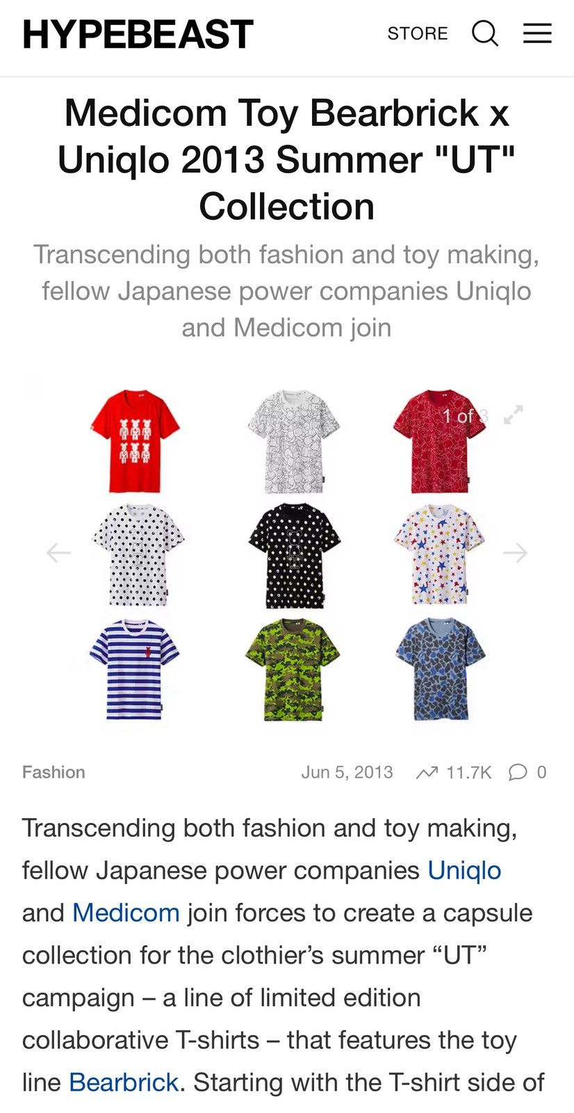 Medicom Toy Medicom Bearbrick × Uniqlo 2013 Blue Stripe T-shirt Size US M / EU 48-50 / 2 - 8 Thumbnail